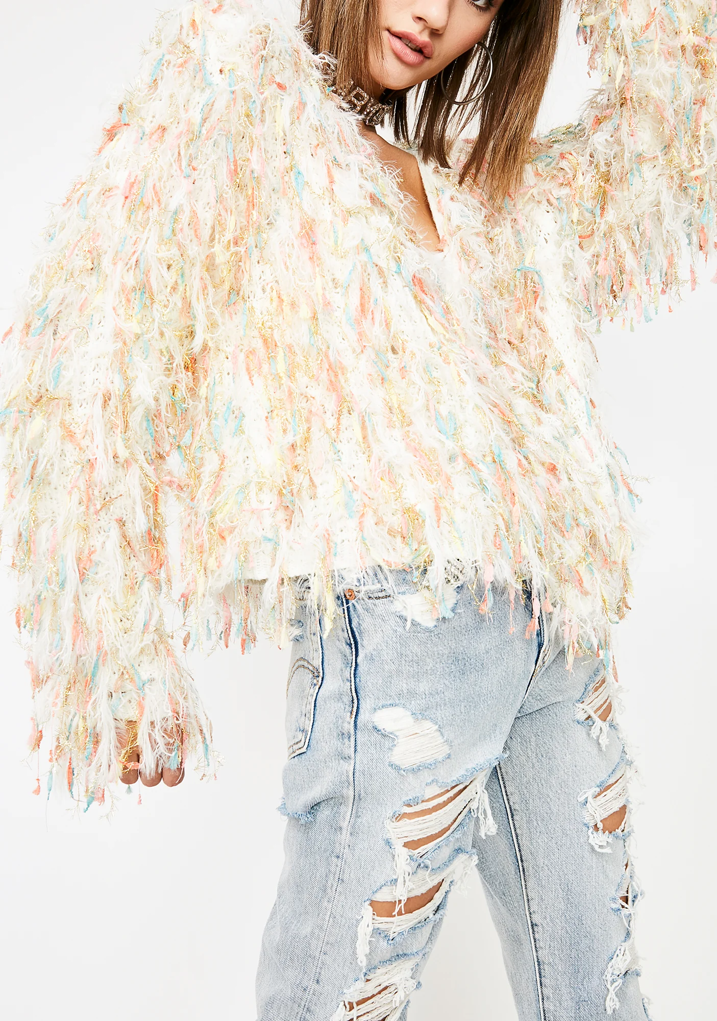 Confetti Cake Fringe Cardigan - Image 3