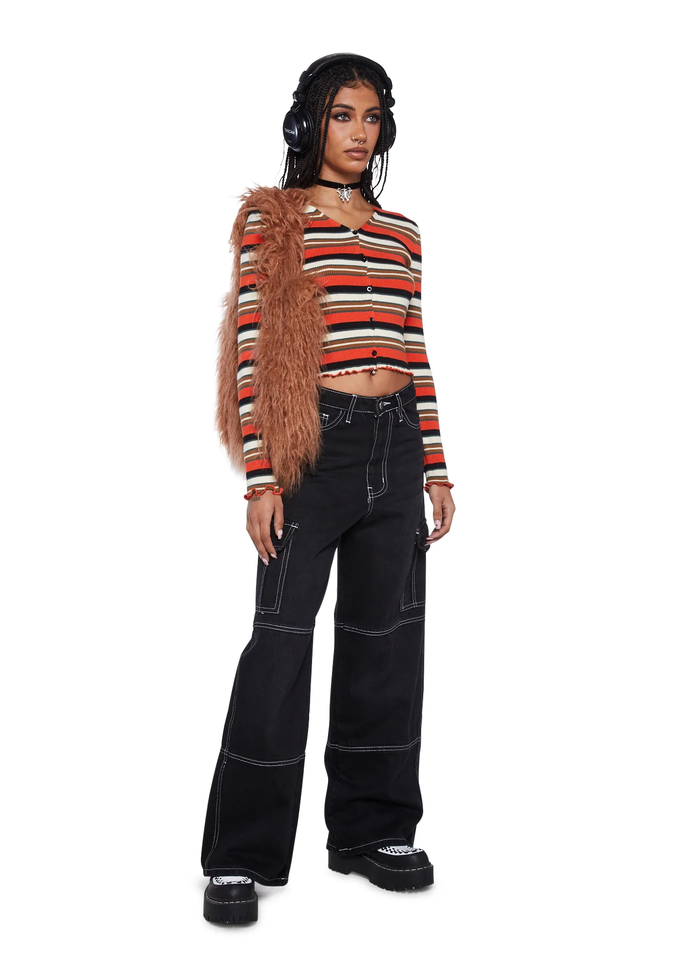 Contrast Stitch Wide Leg Jeans - Image 2