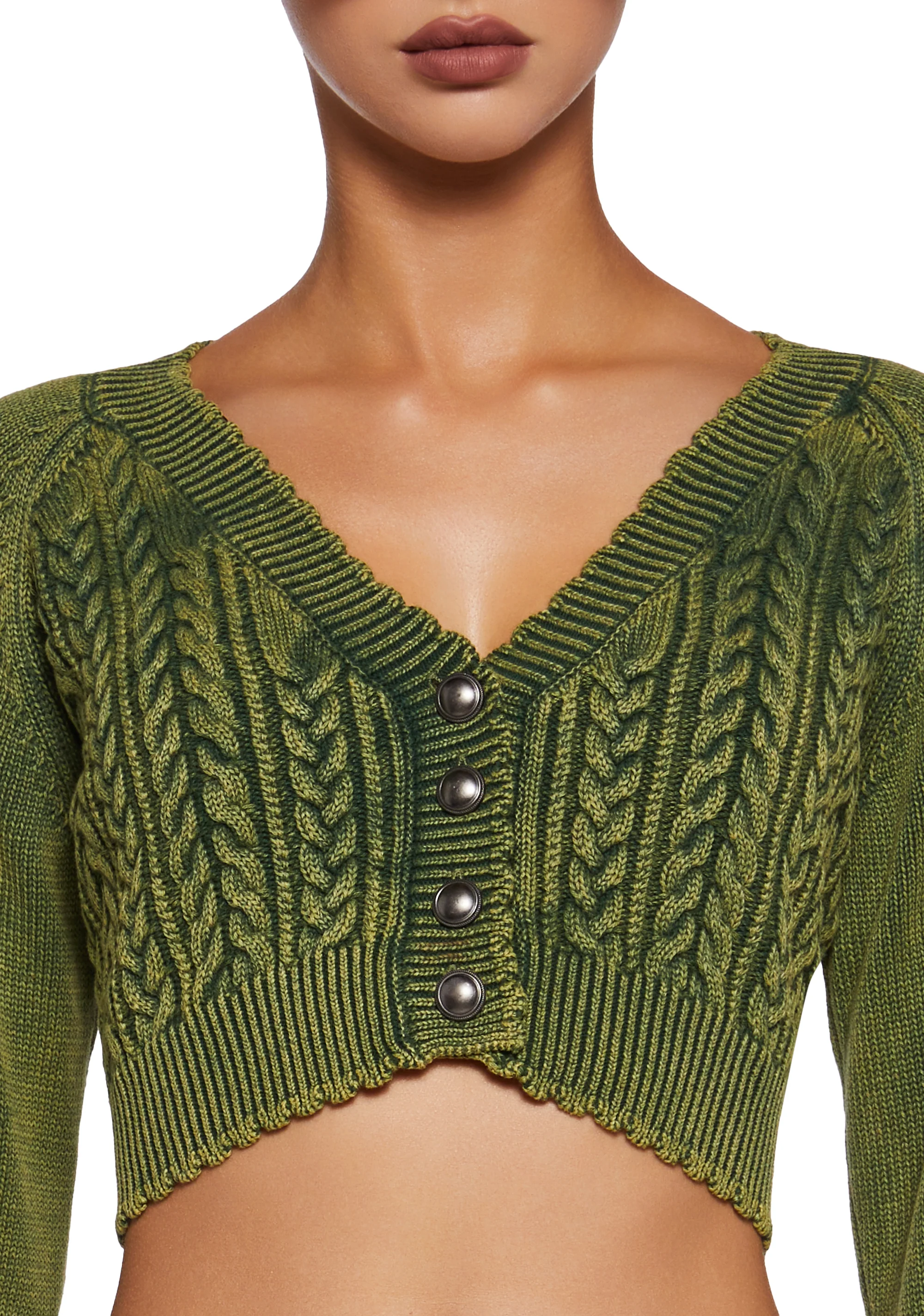 Corner Office Cropped Cardigan - Green - Image 5