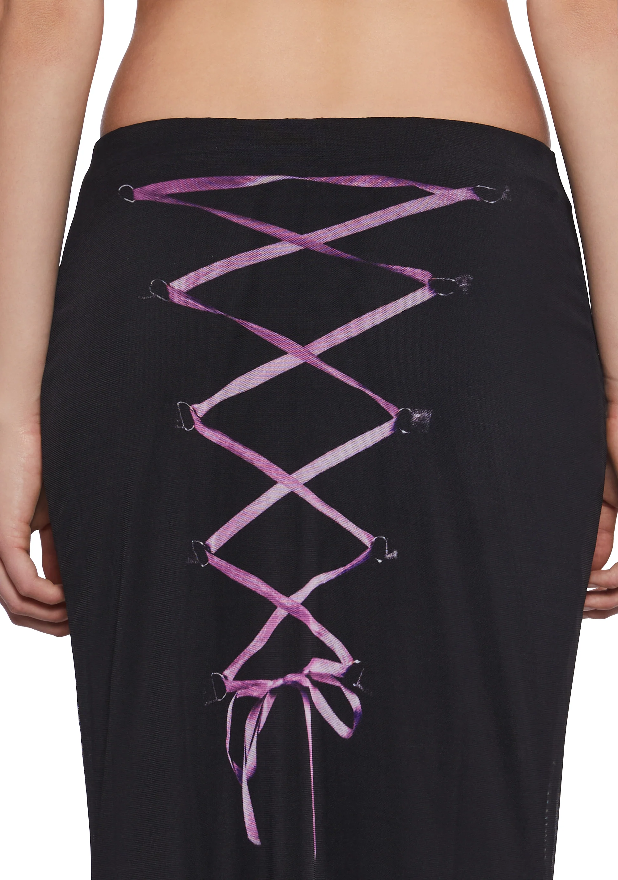 Corset Print Mesh Maxi Skirt - Image 6