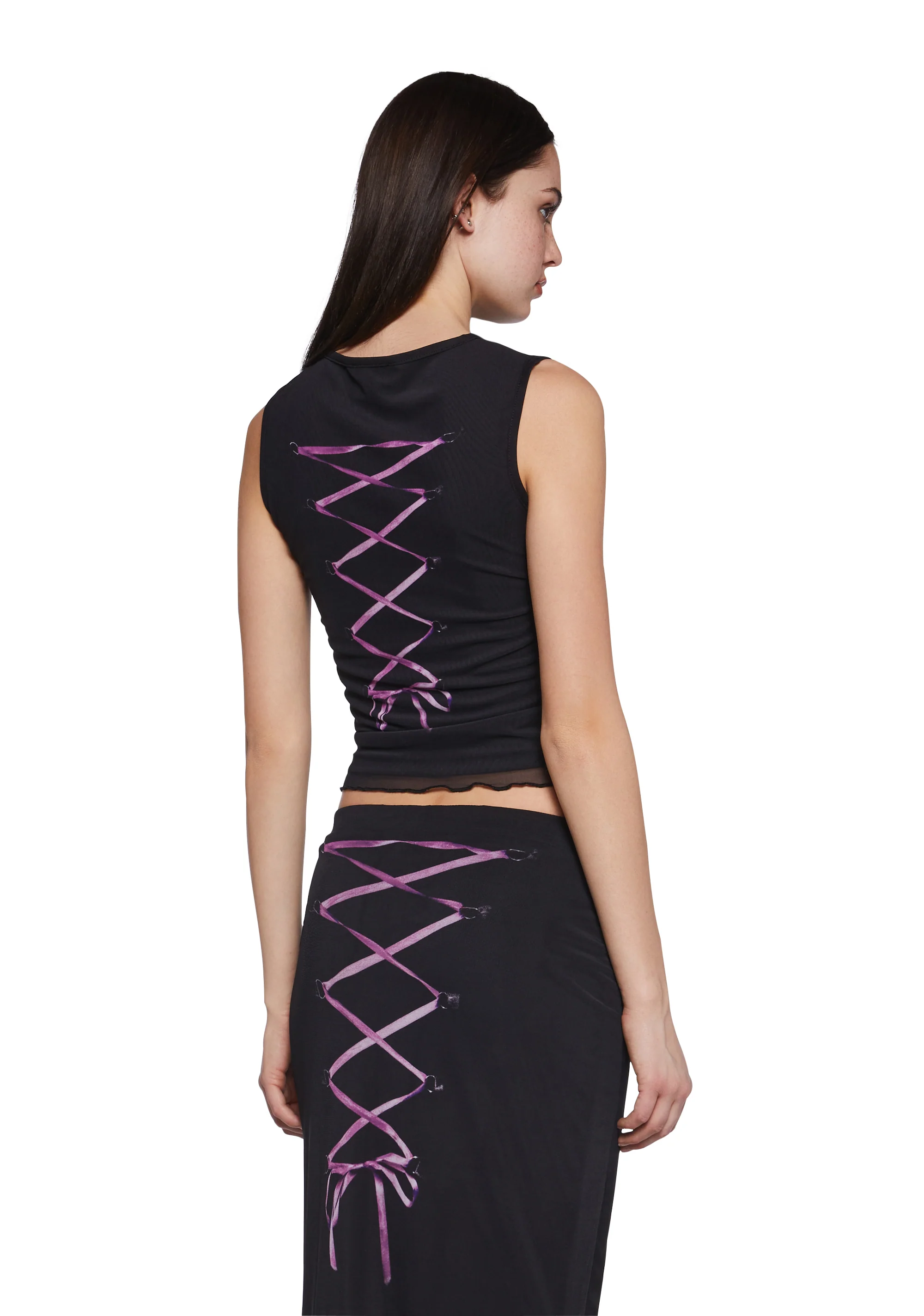 Corset Print Mesh Tank Top - Image 4