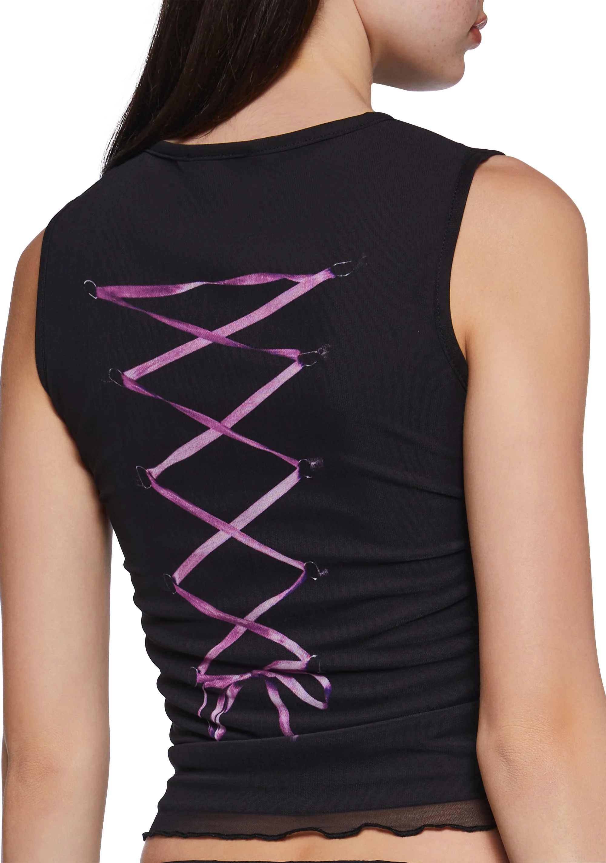 Corset Print Mesh Tank Top - Image 6