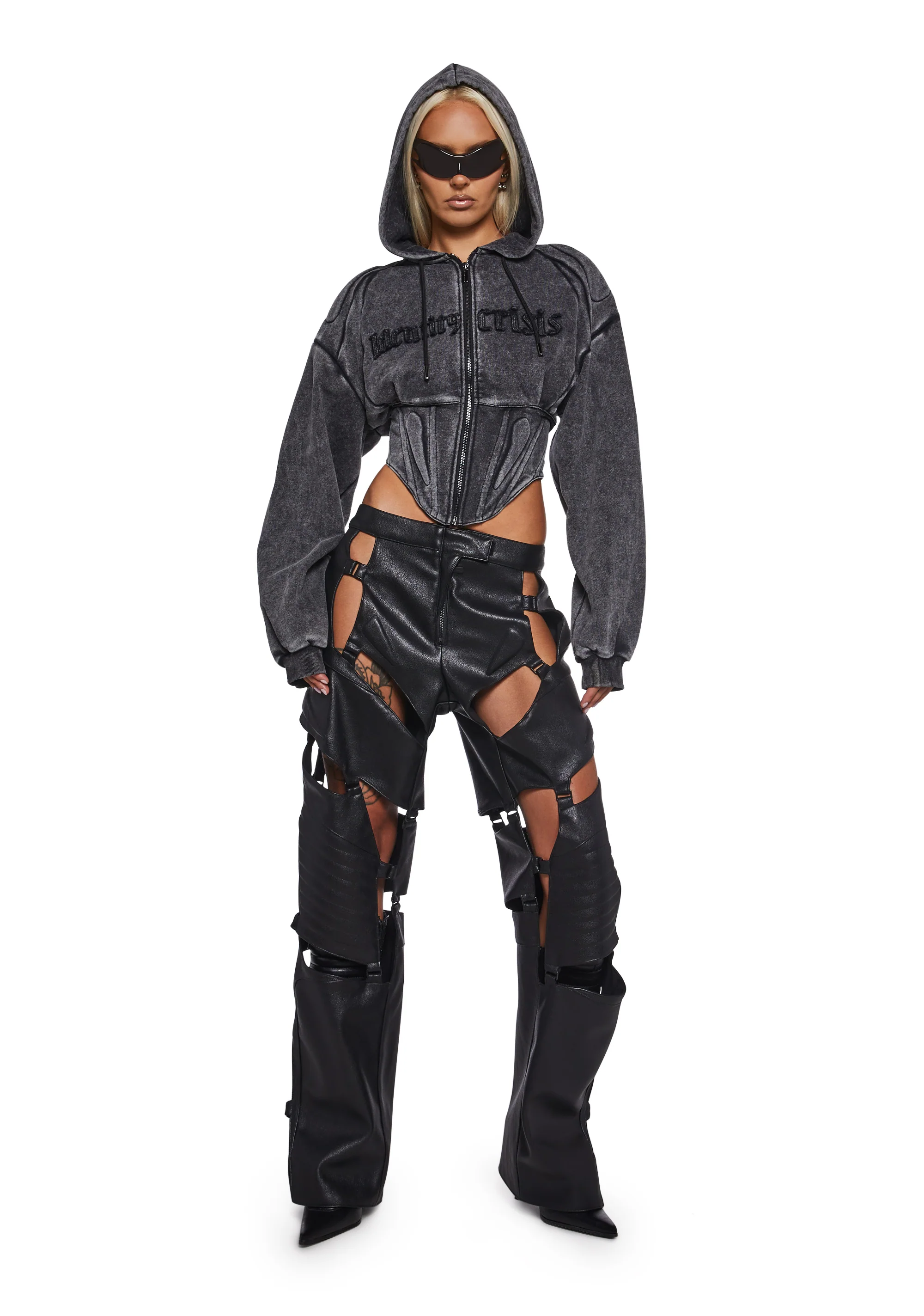 Sweat Corset Zip Hoodie - Image 2