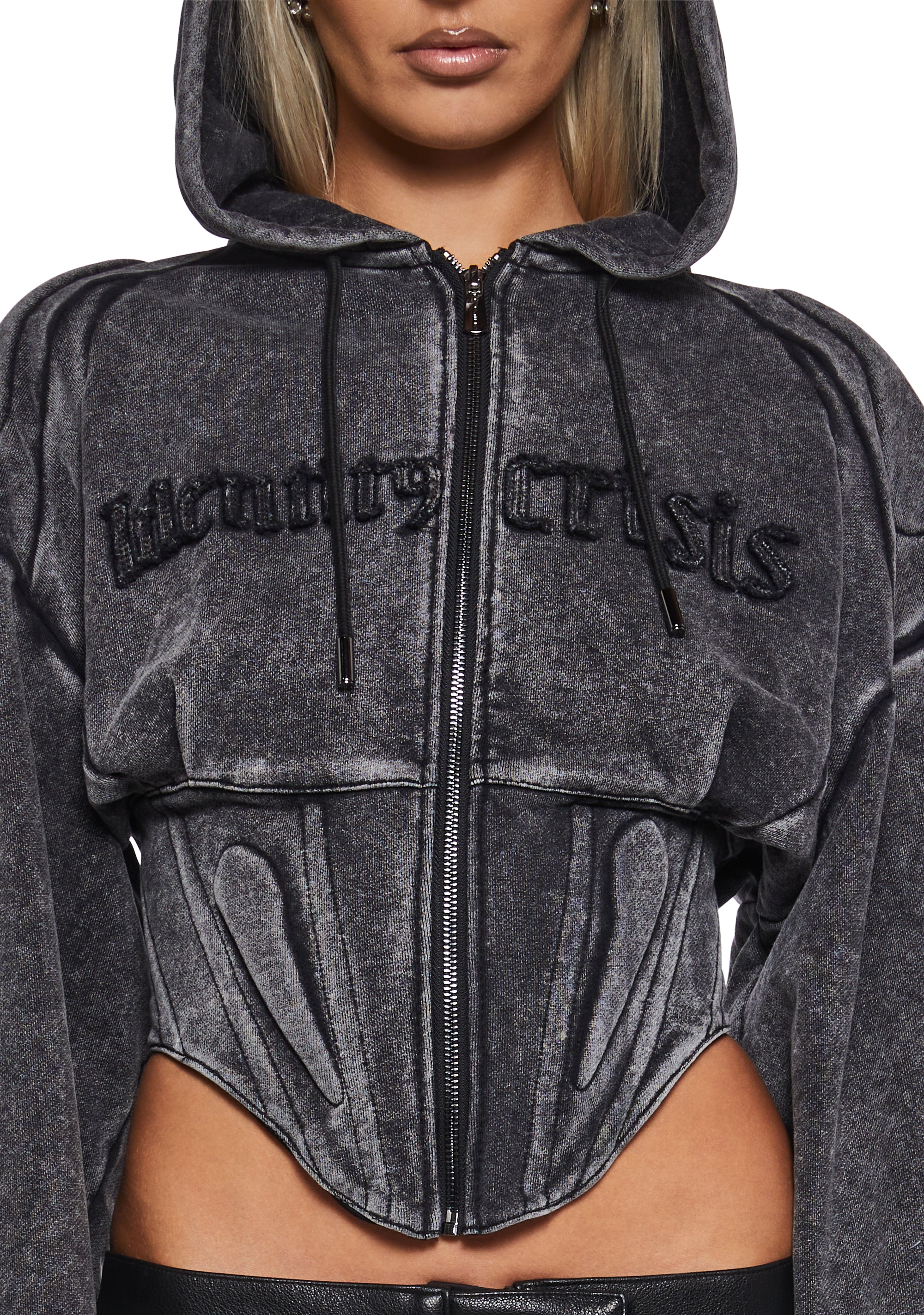 Sweat Corset Zip Hoodie - Image 5