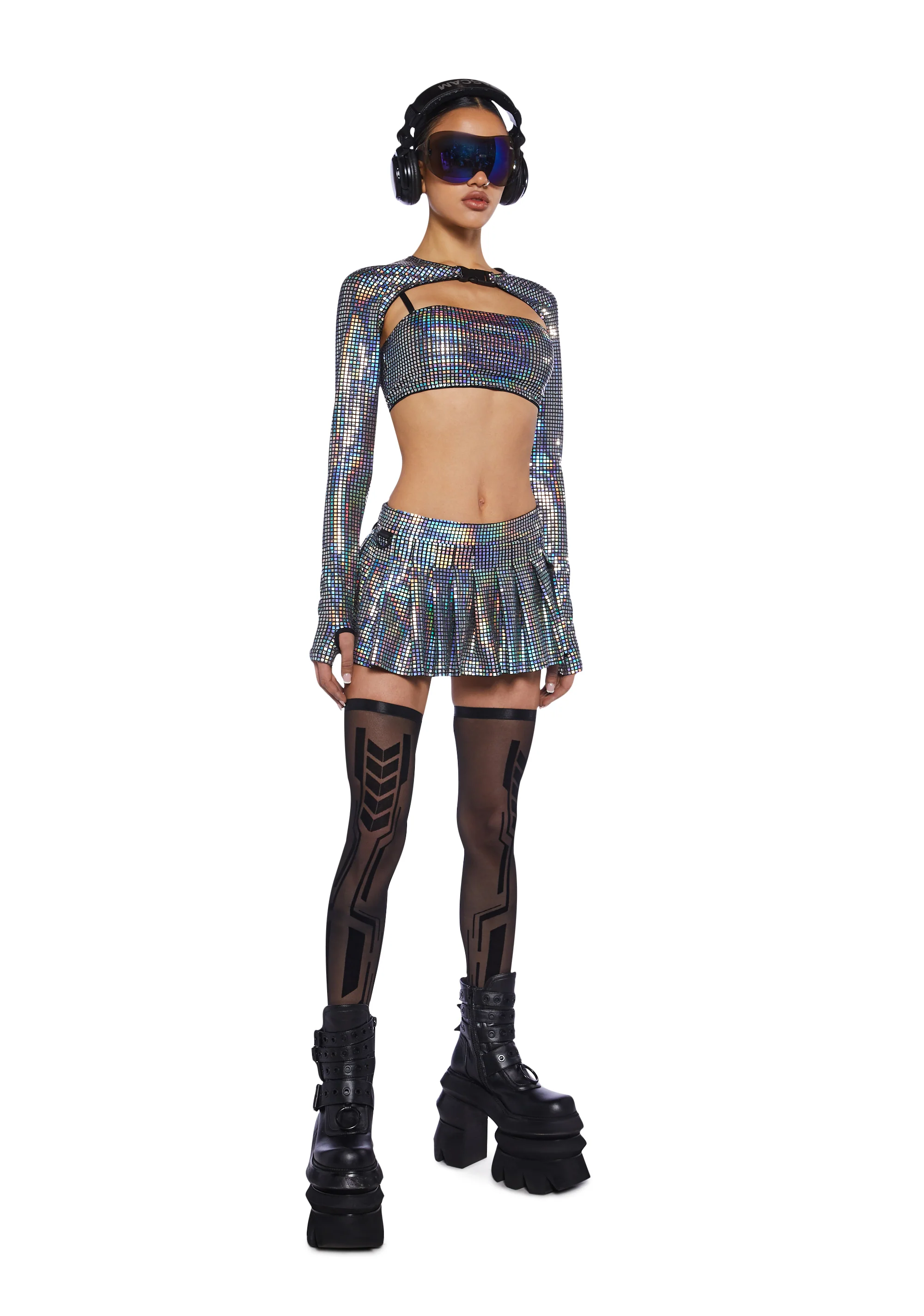 Cosmic Disco Pleated Mini Skirt - Image 2