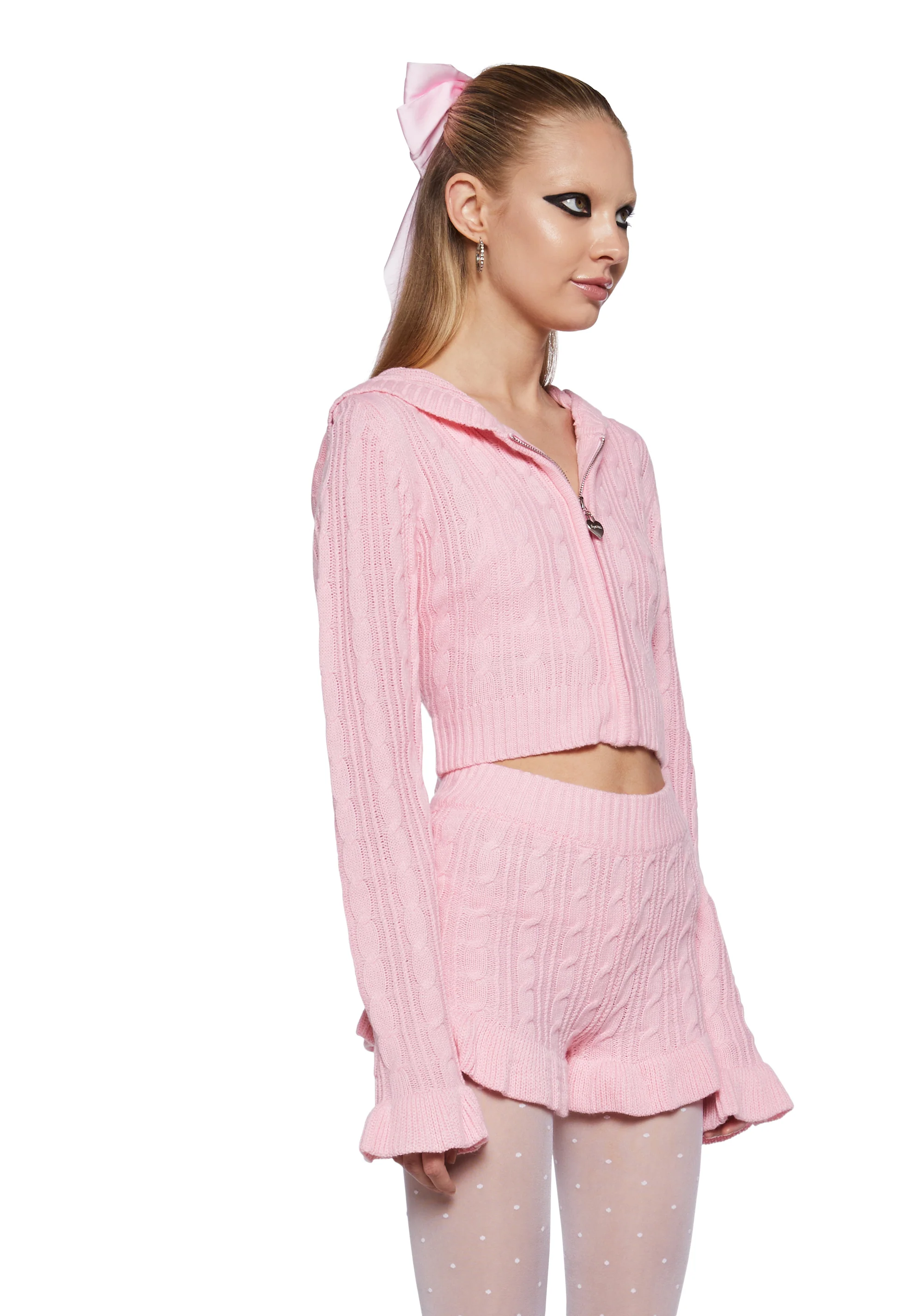 Cozy Snowfall Knit Zip-Up Hoodie - Image 3
