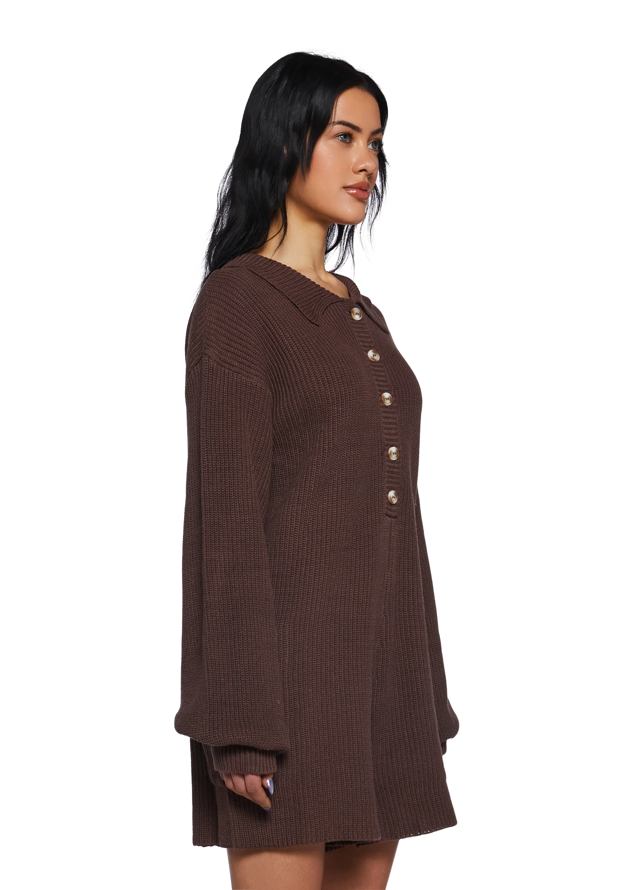 Cozy Weekends Knit Romper - Brown - Image 3