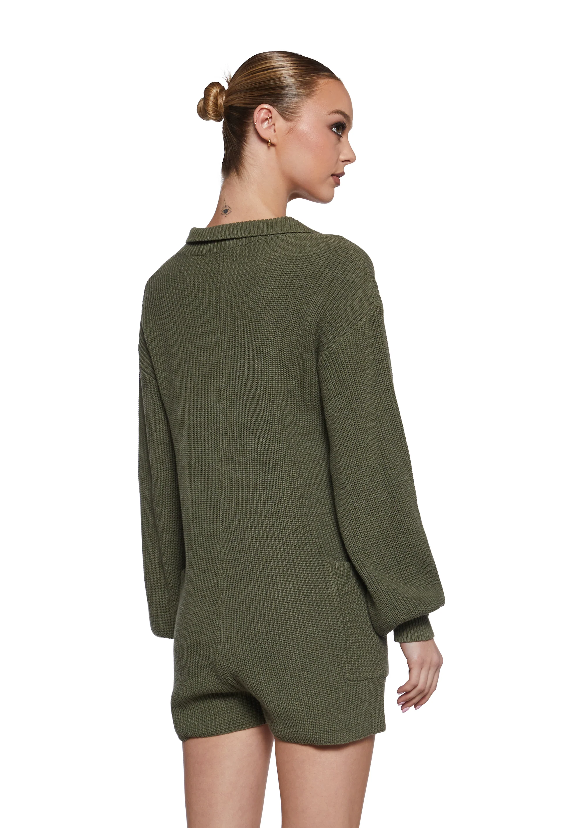 Cozy Weekends Knit Romper - Green - Image 4