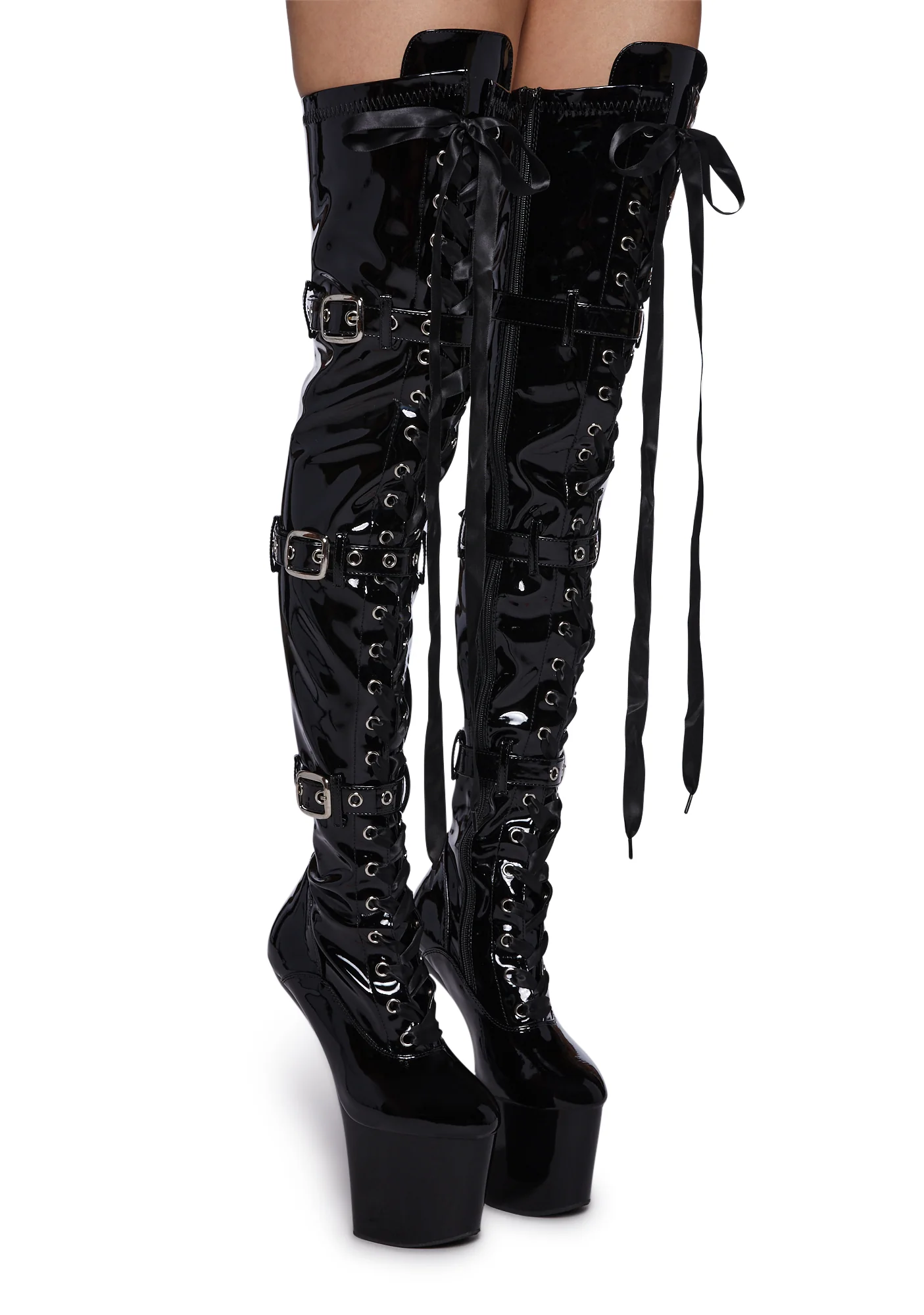 Craze-3028 Heelless Boots - Black - Image 3