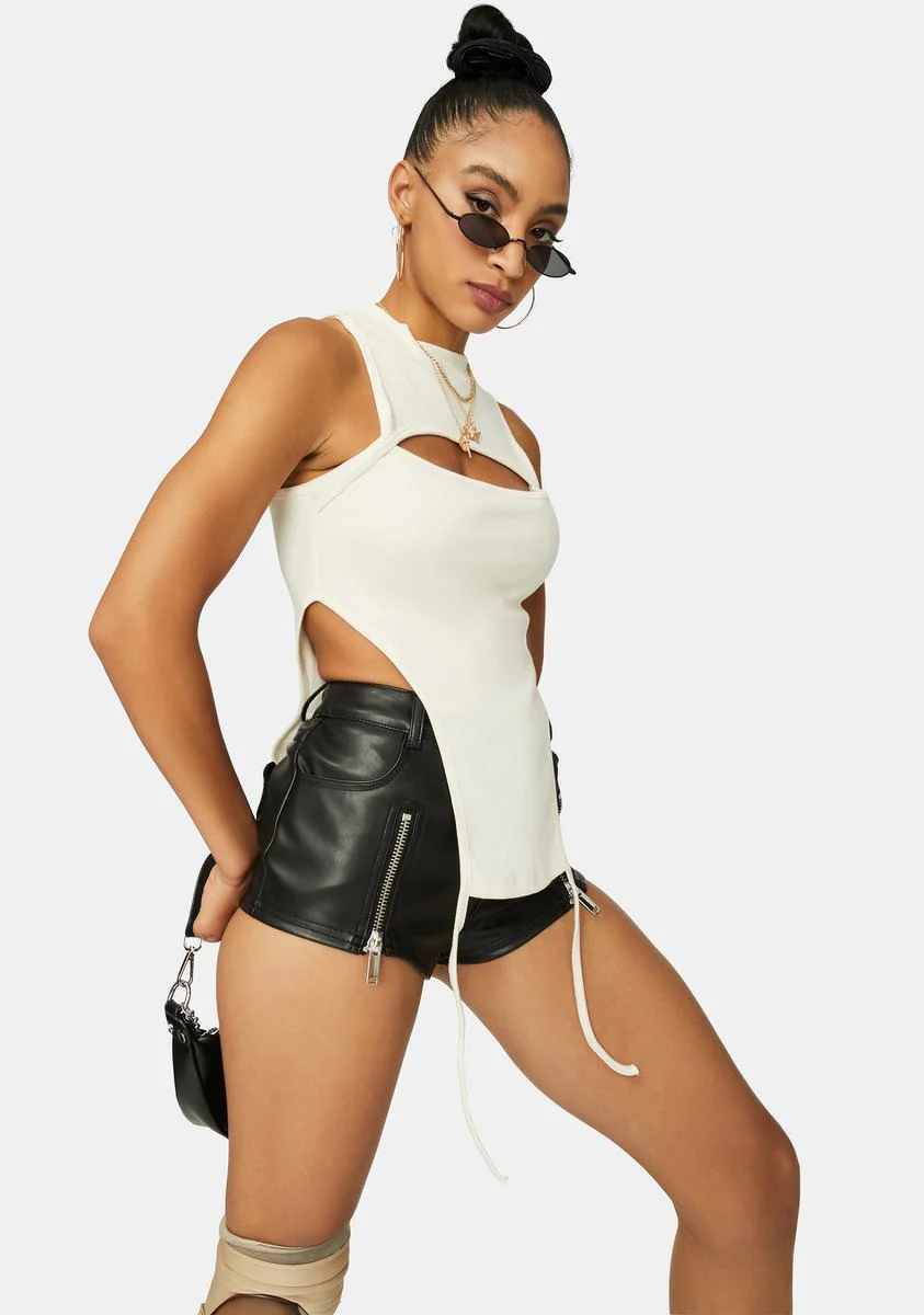 Cream Taken By Surprise Cutout Tank Top - Image 2
