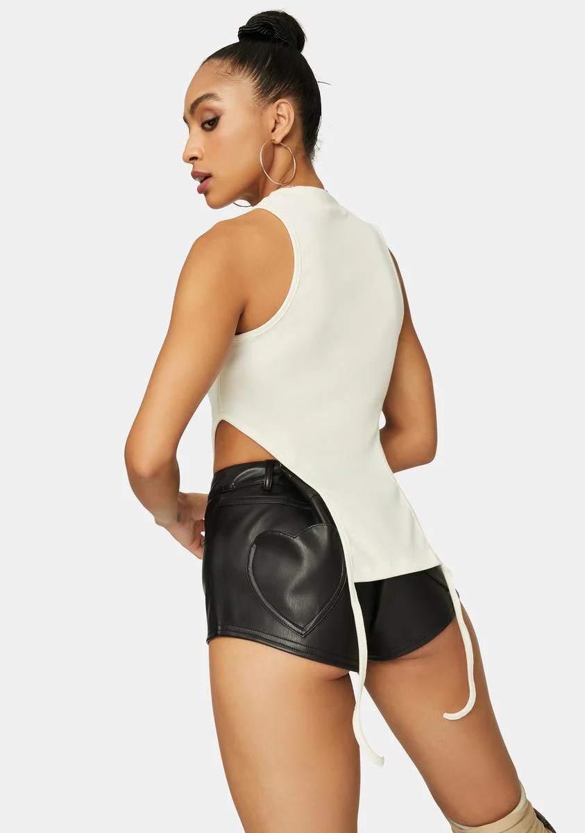 Cream Taken By Surprise Cutout Tank Top - Image 4