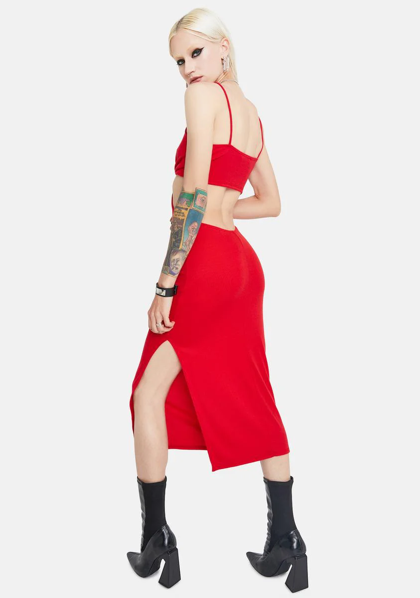Crimson Always Original Cut Out Midi Dress - Image 4