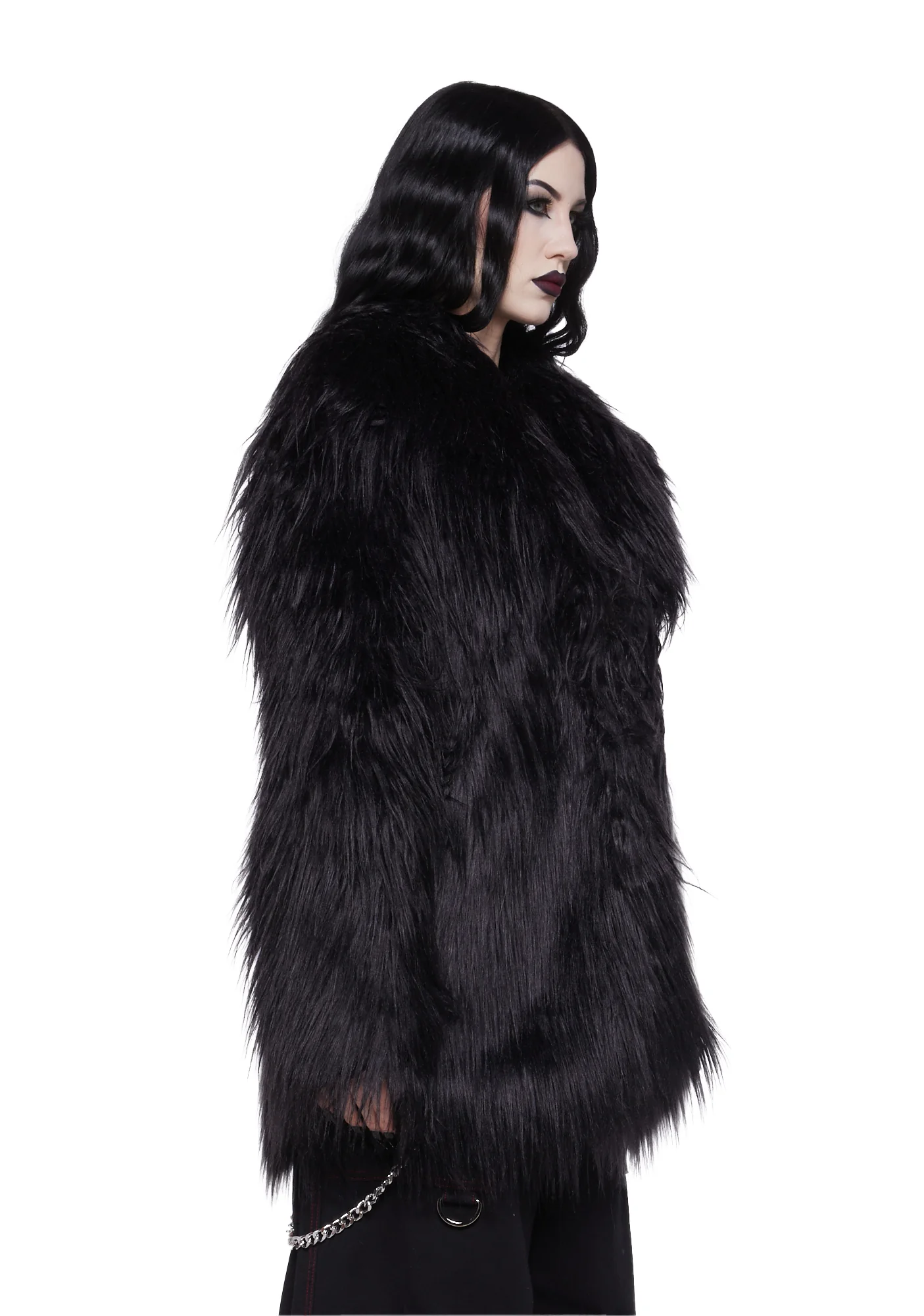 Crimson Chic Faux Fur Coat - Image 3