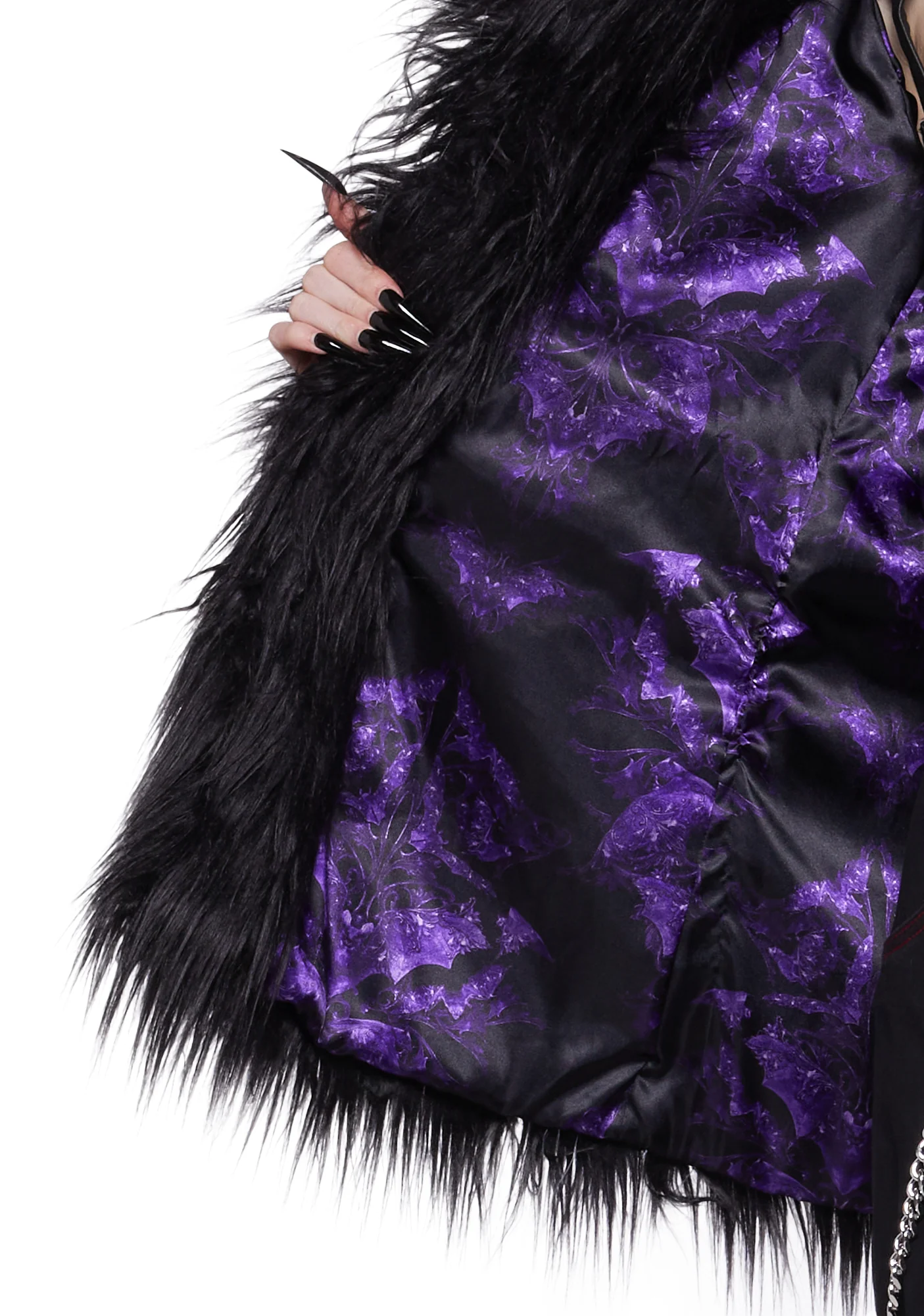 Crimson Chic Faux Fur Coat - Image 5
