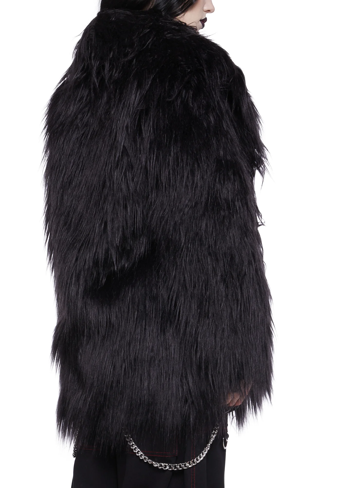 Crimson Chic Faux Fur Coat - Image 6