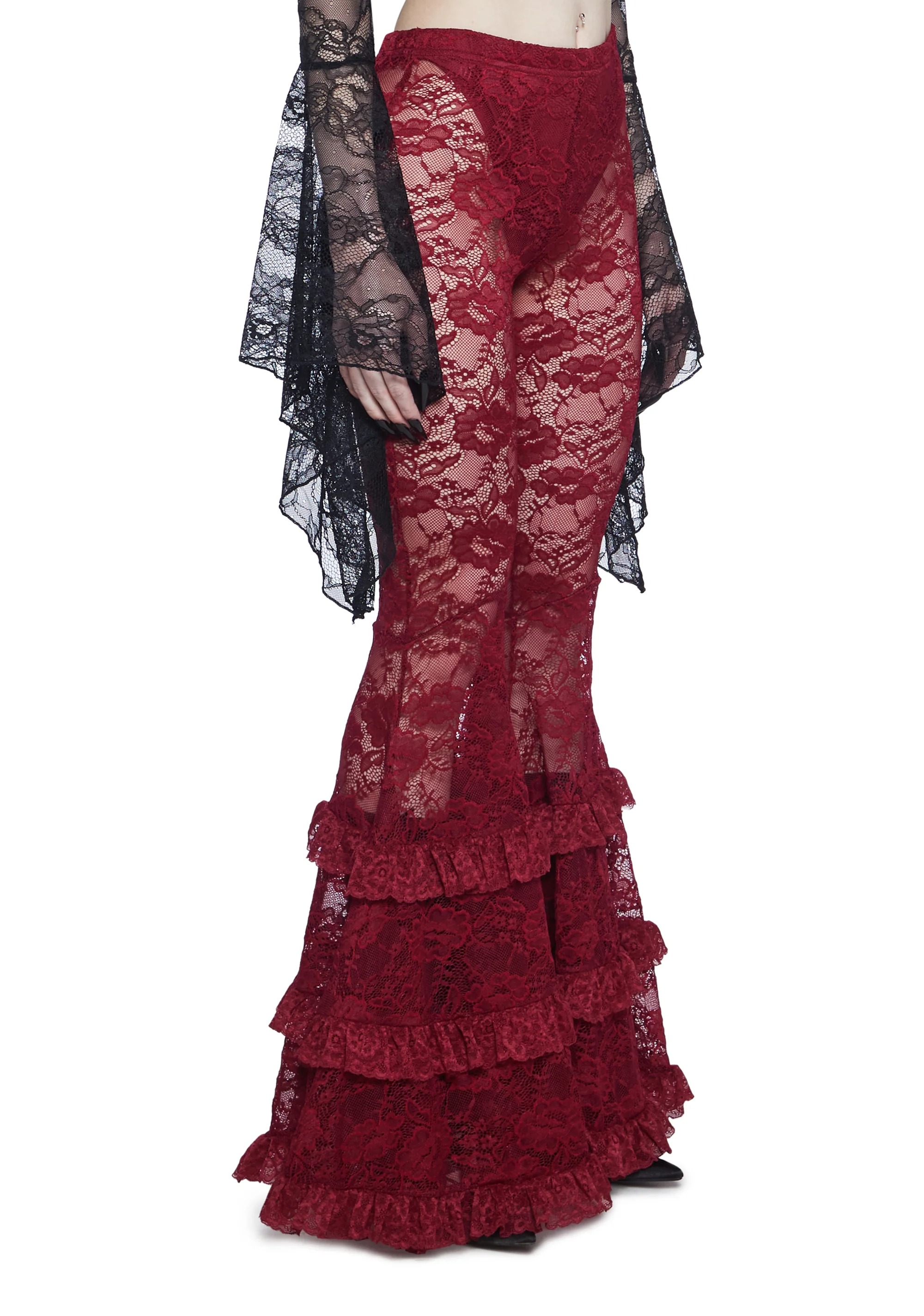 Crimson Lust Flare Pants - Dark Red - Image 3