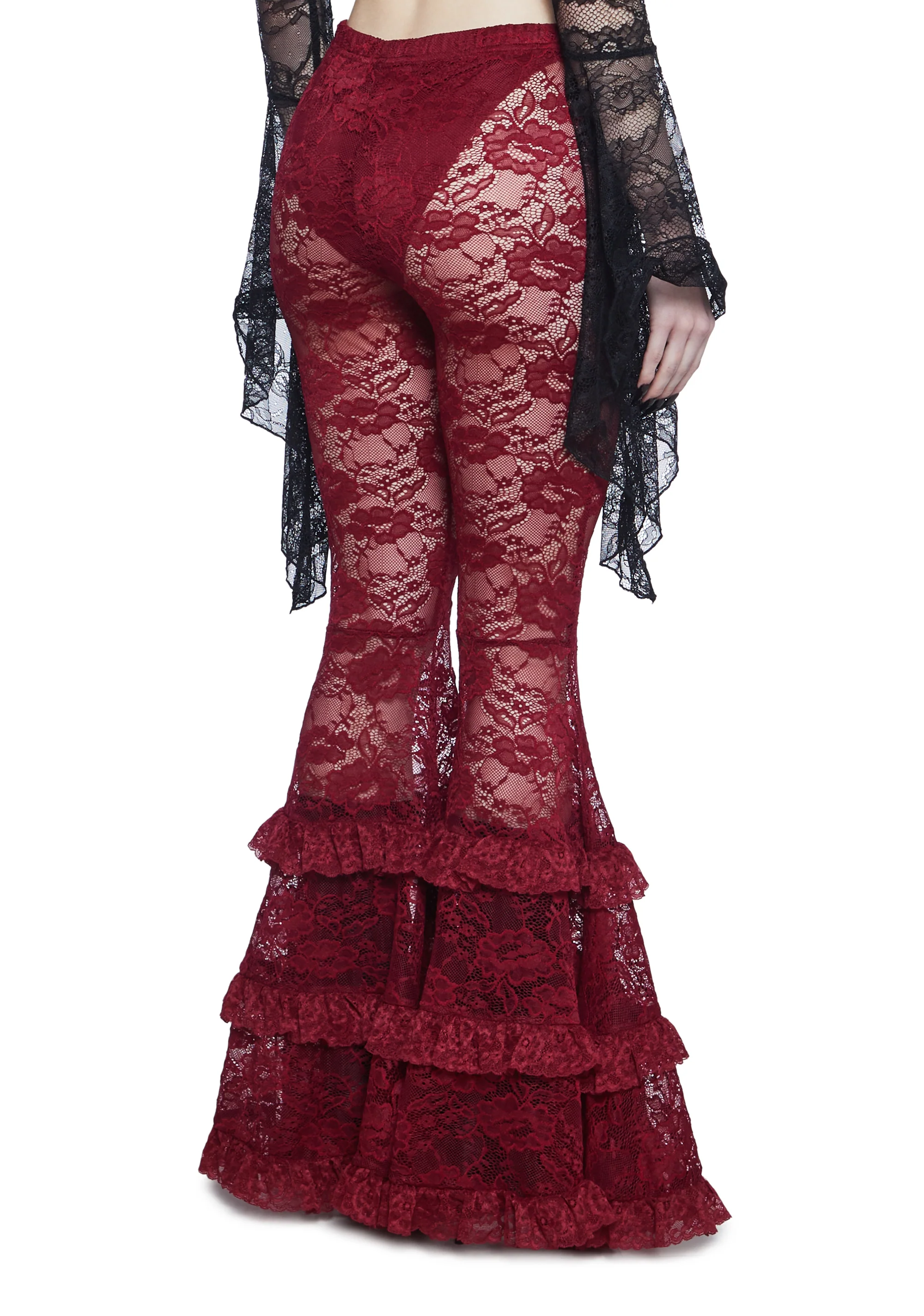 Crimson Lust Flare Pants - Dark Red - Image 4