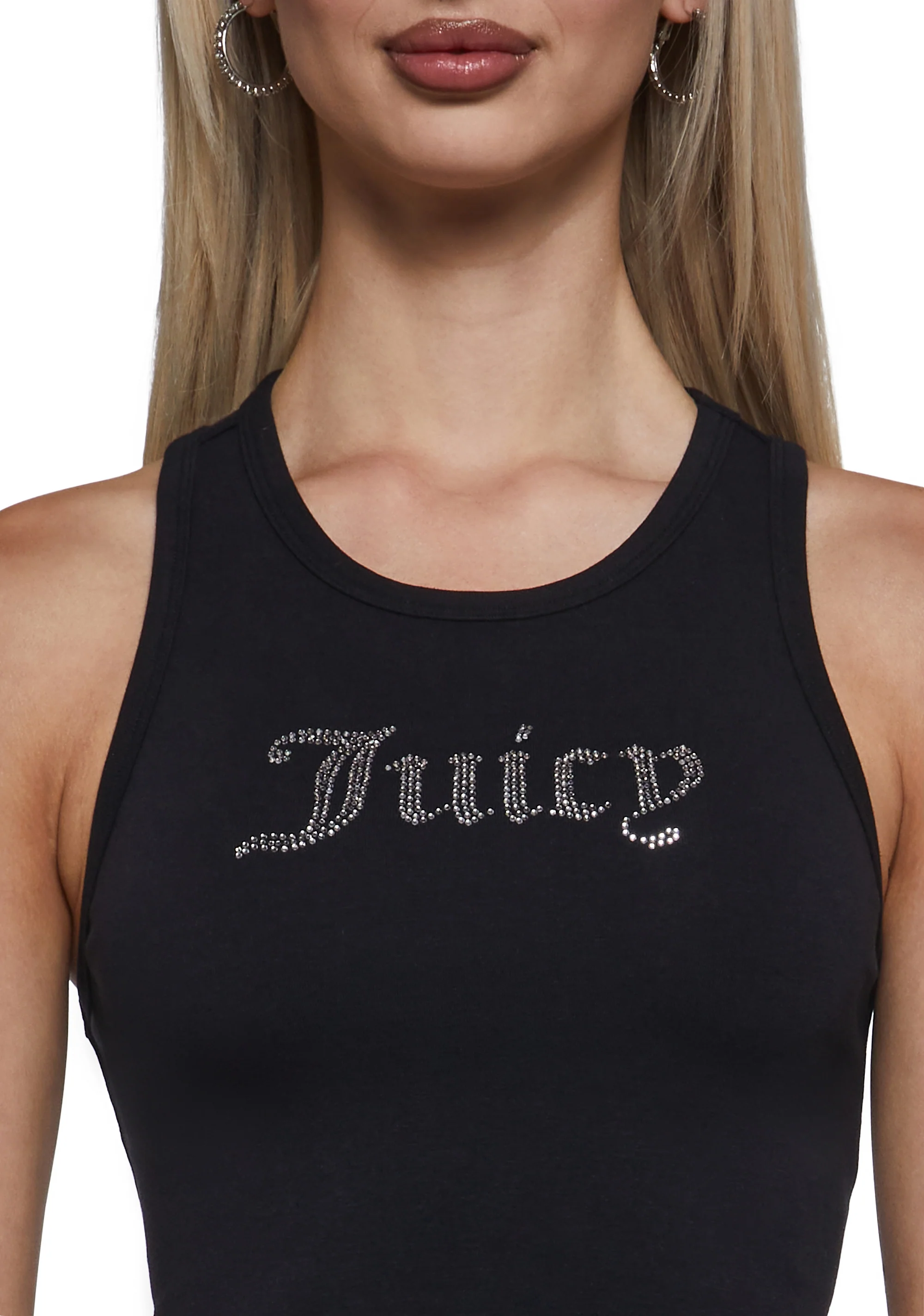 Bling High Neck Seamless Crop Tank - Black - Image 5