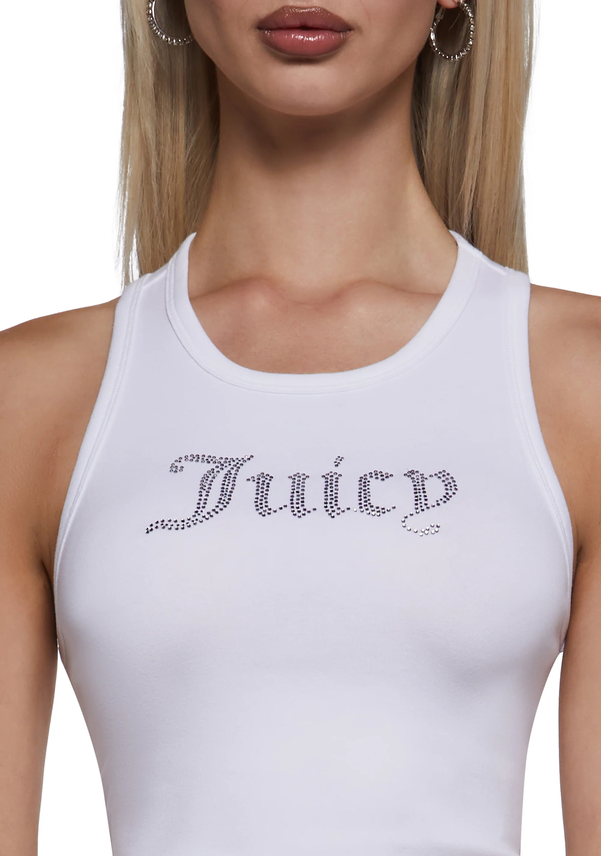 Bling High Neck Seamless Crop Tank - White - Image 5