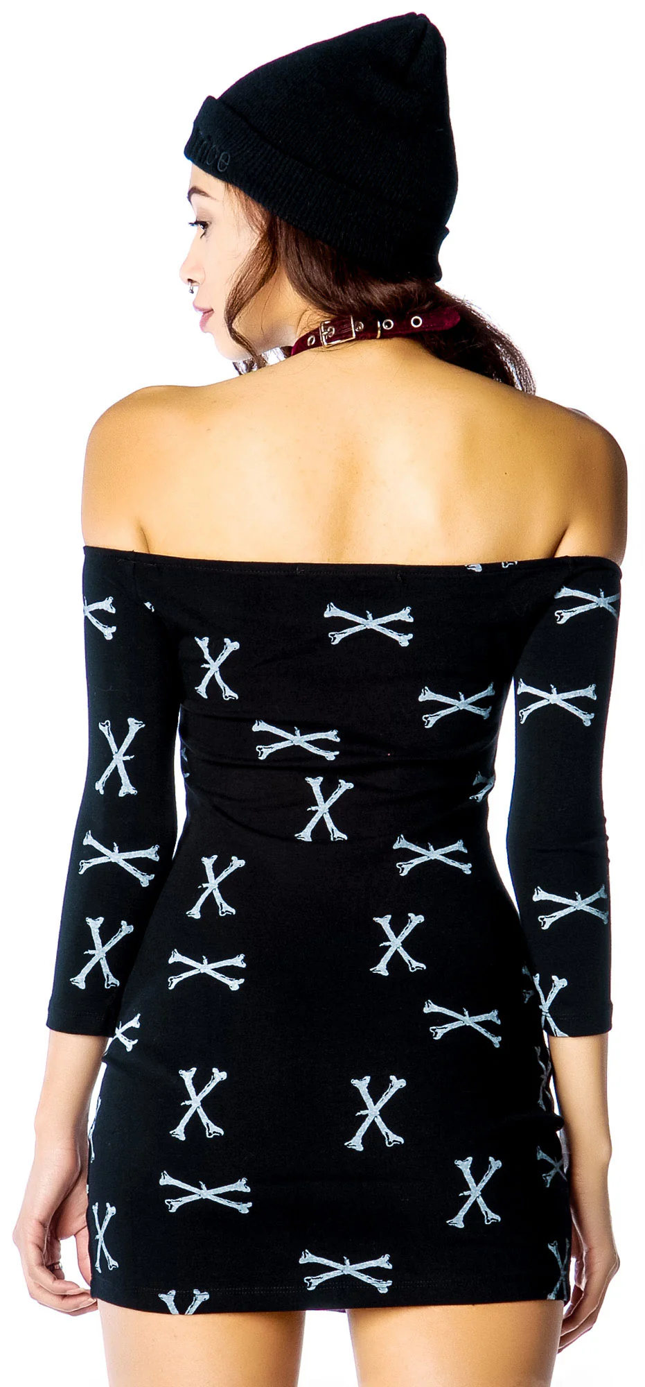 Cross Bone Off the Shoulder Dress - Image 3