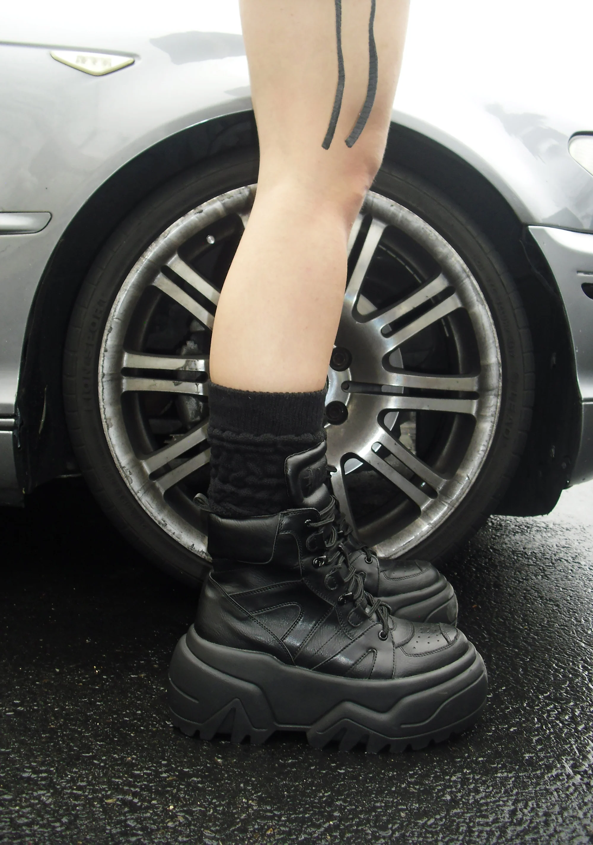 Crossfade High Top Platform Sneakers - Black - Image 5