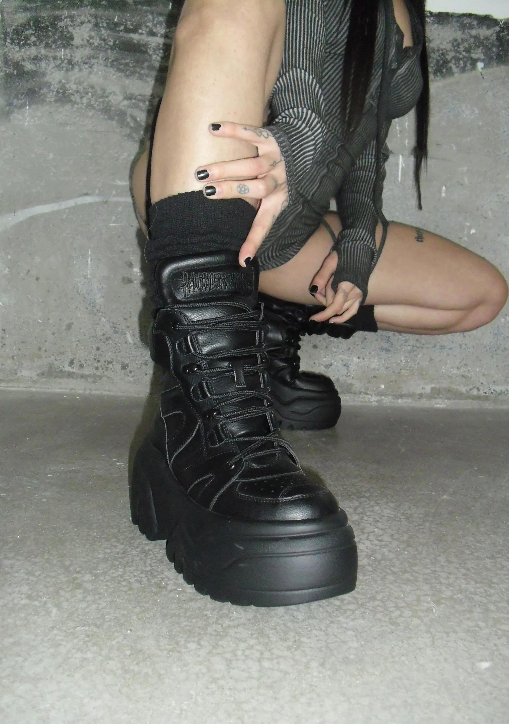 Crossfade High Top Platform Sneakers - Black - Image 6