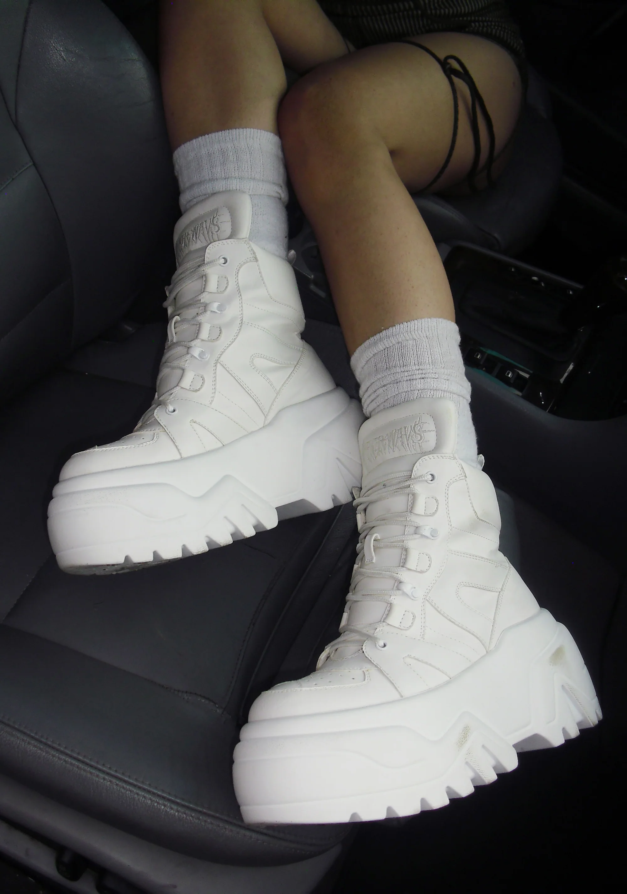 Crossfade High Top Platform Sneakers - White - Image 5