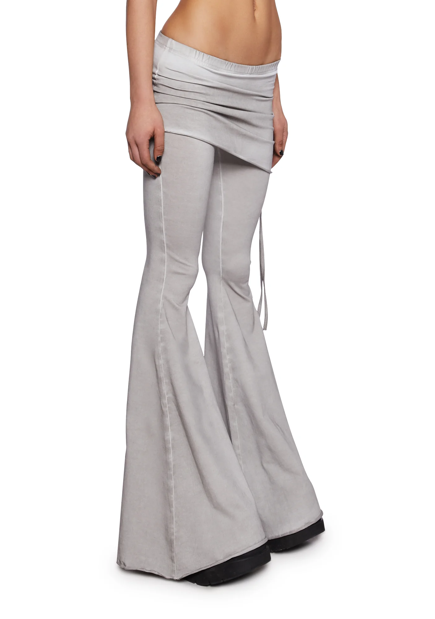 Crossfade Lace-Up Pants With Skirt - Light Gray - Image 3