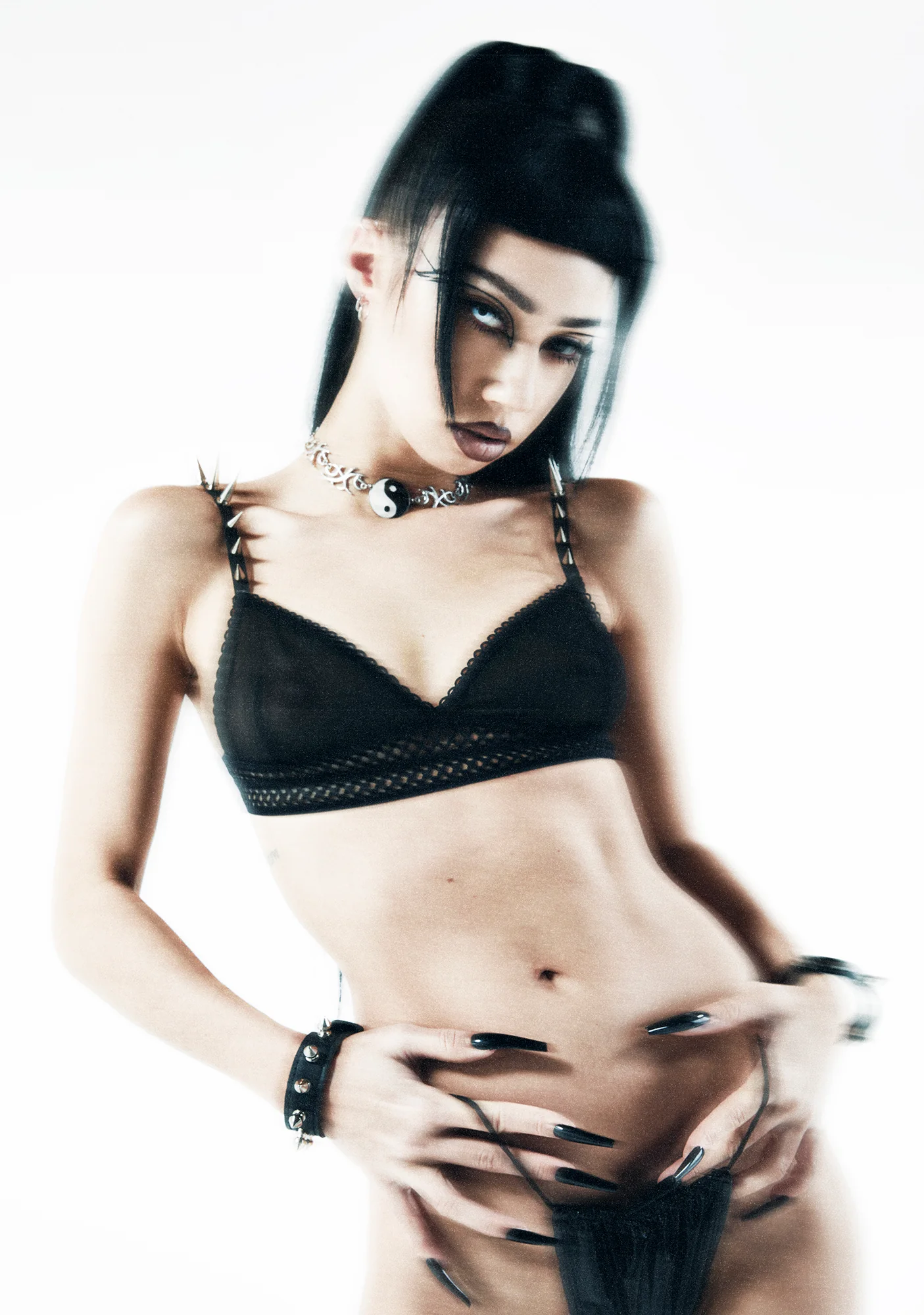 Crossfade Mesh Bralette With Spike Studs - Image 6