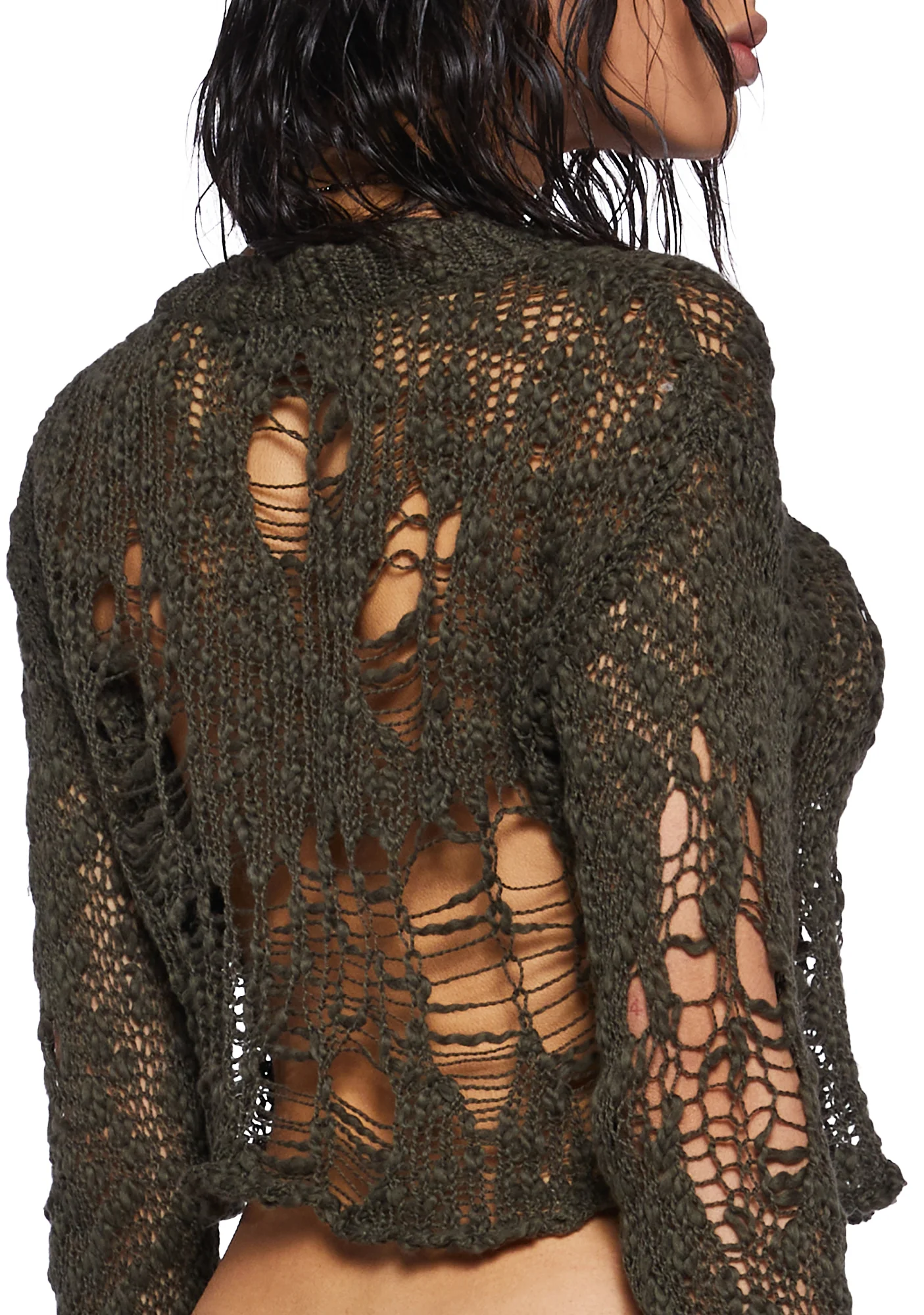 Crossfade Open Weave Crop Sweater - Image 6