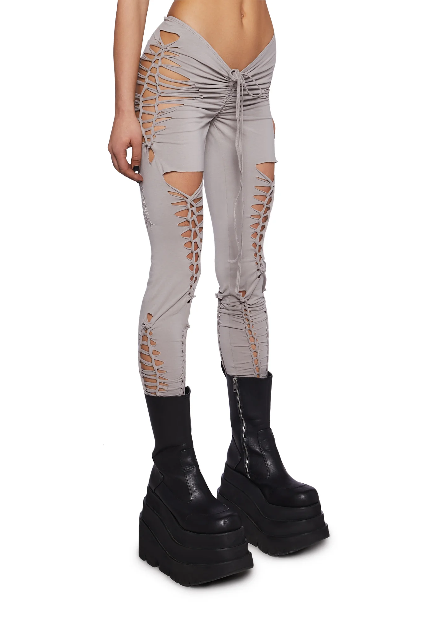 Crossfade Shredded Leggings- Ecru - Image 3