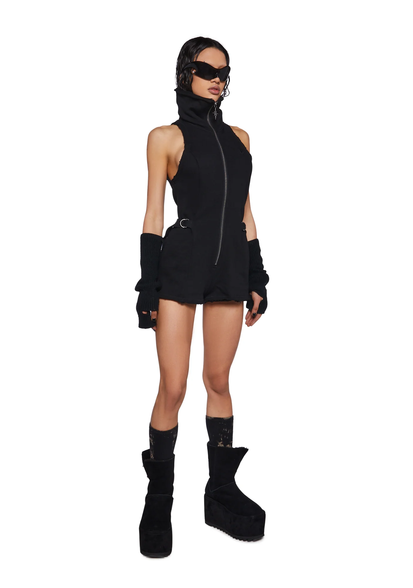Crossfade Sleeveless Romper - Black - Image 2