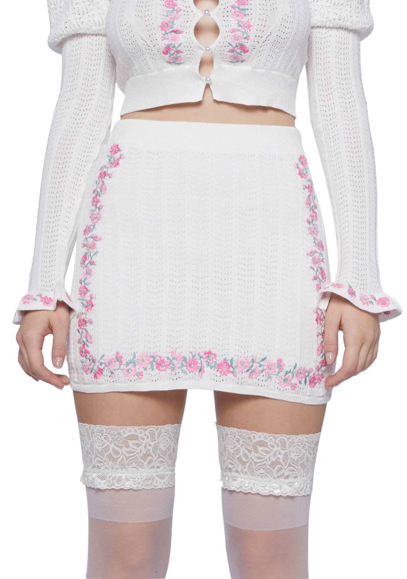 Crown Jewel Knit Skirt - White - Image 5