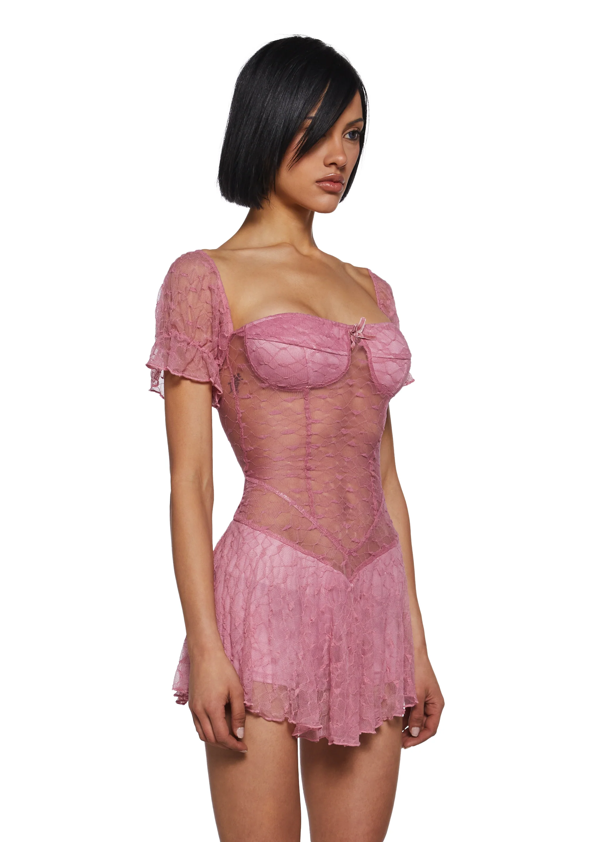 Crushes And Dreams Lace Dress - Pink - Image 3