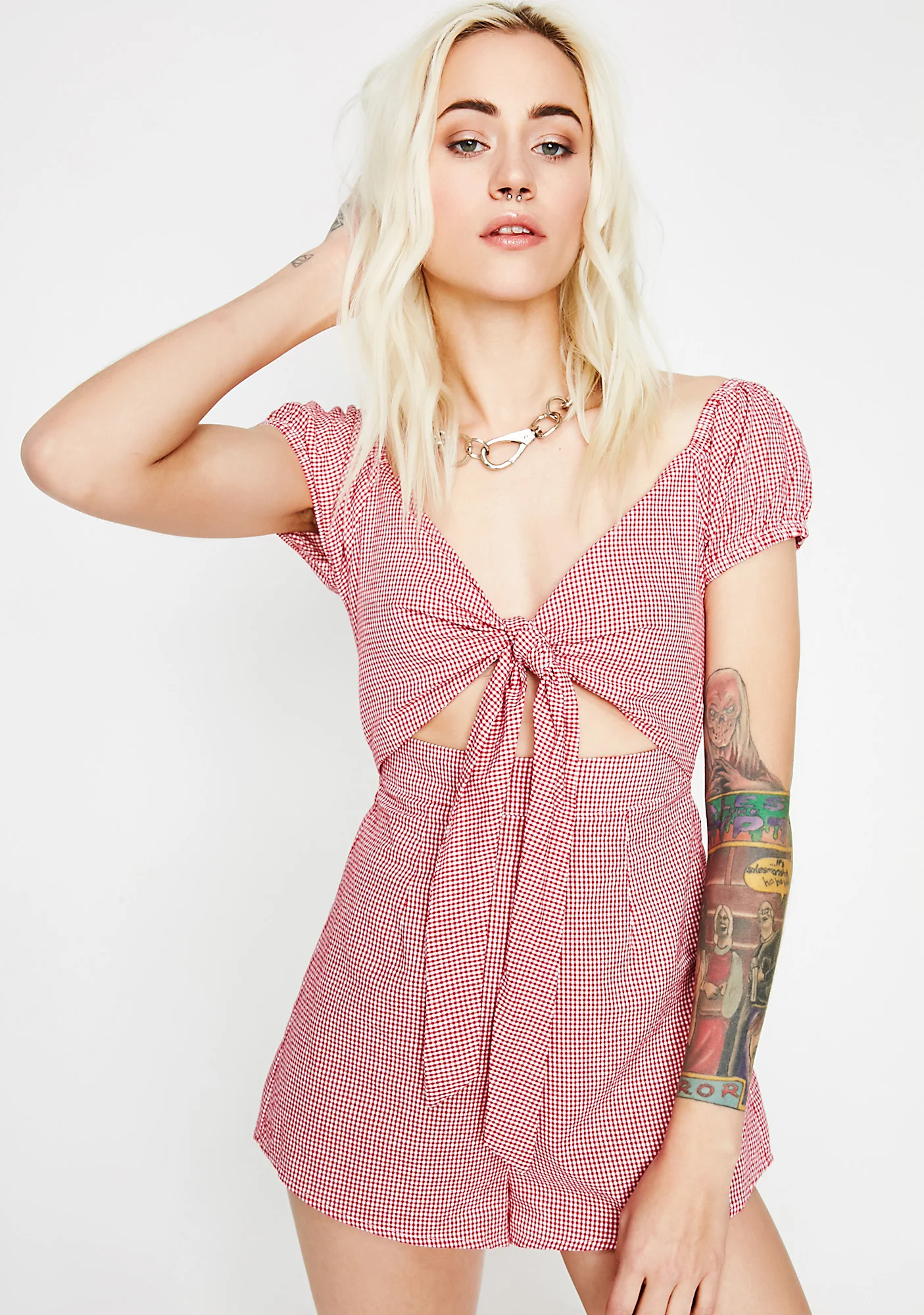 Cry Wolf Gingham Romper - Image 4
