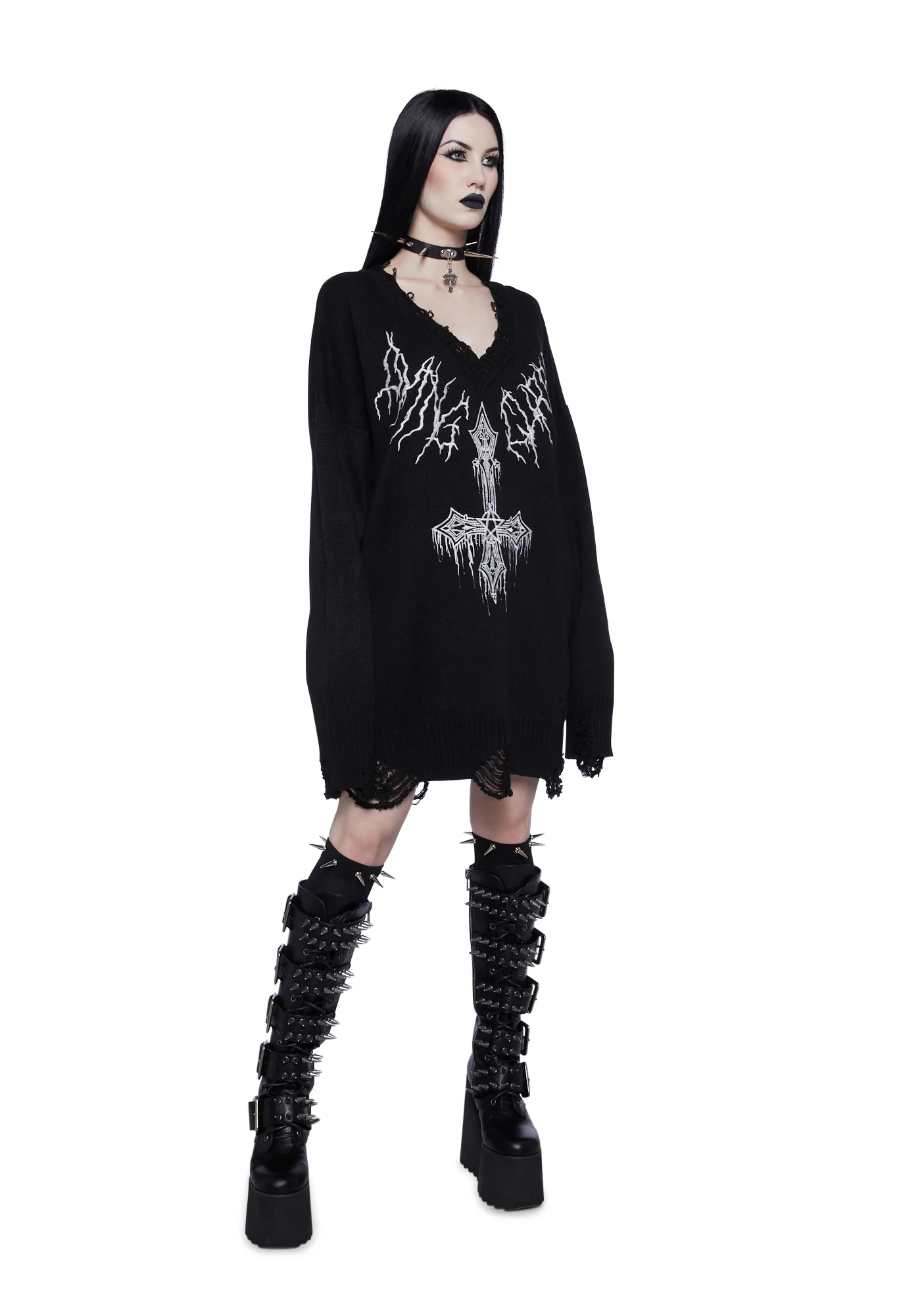 Cryptic Cathedral Distressed Sweater - Image 2