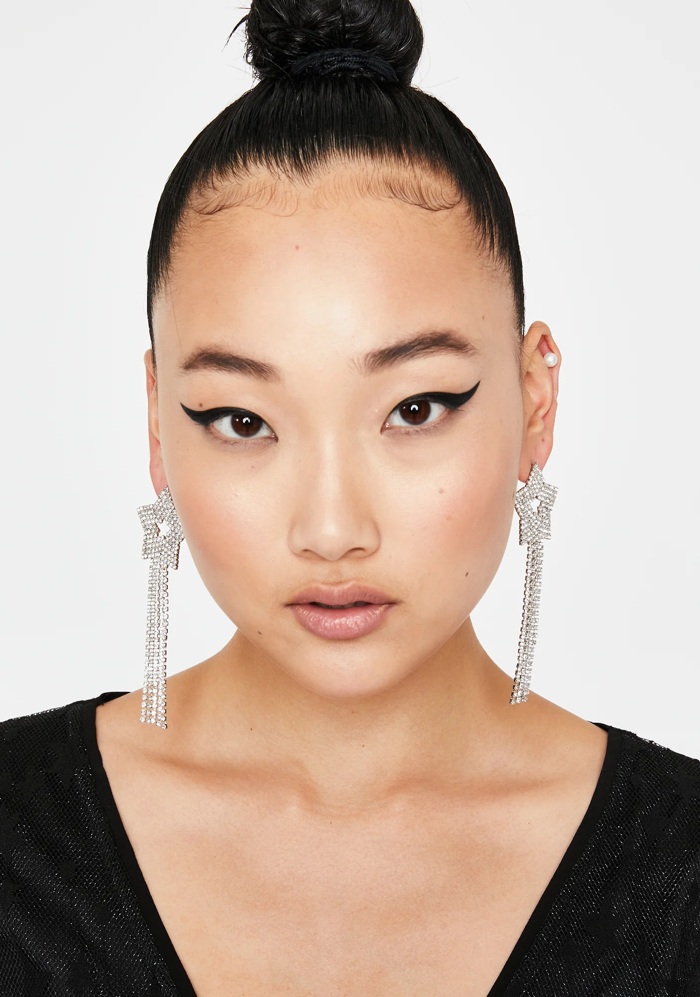 Crystal Cascade Star Earrings - Image 2