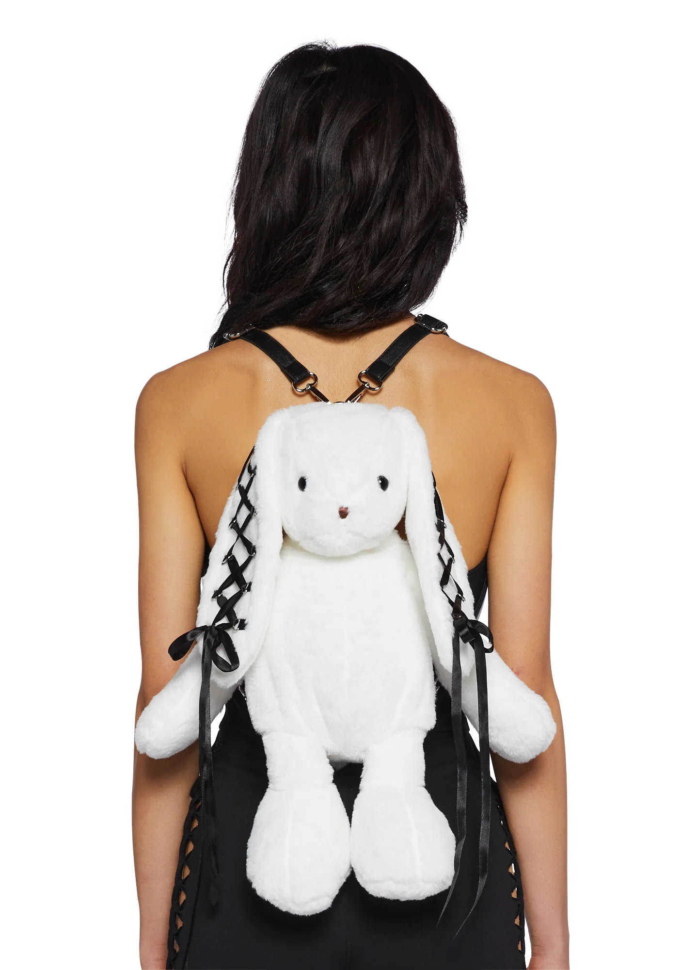 Cuddly Bunny Plush Backpack - White - Image 2
