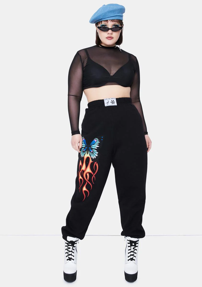 Plus Gray Butterfly Jogger Sweatpants - Image 2
