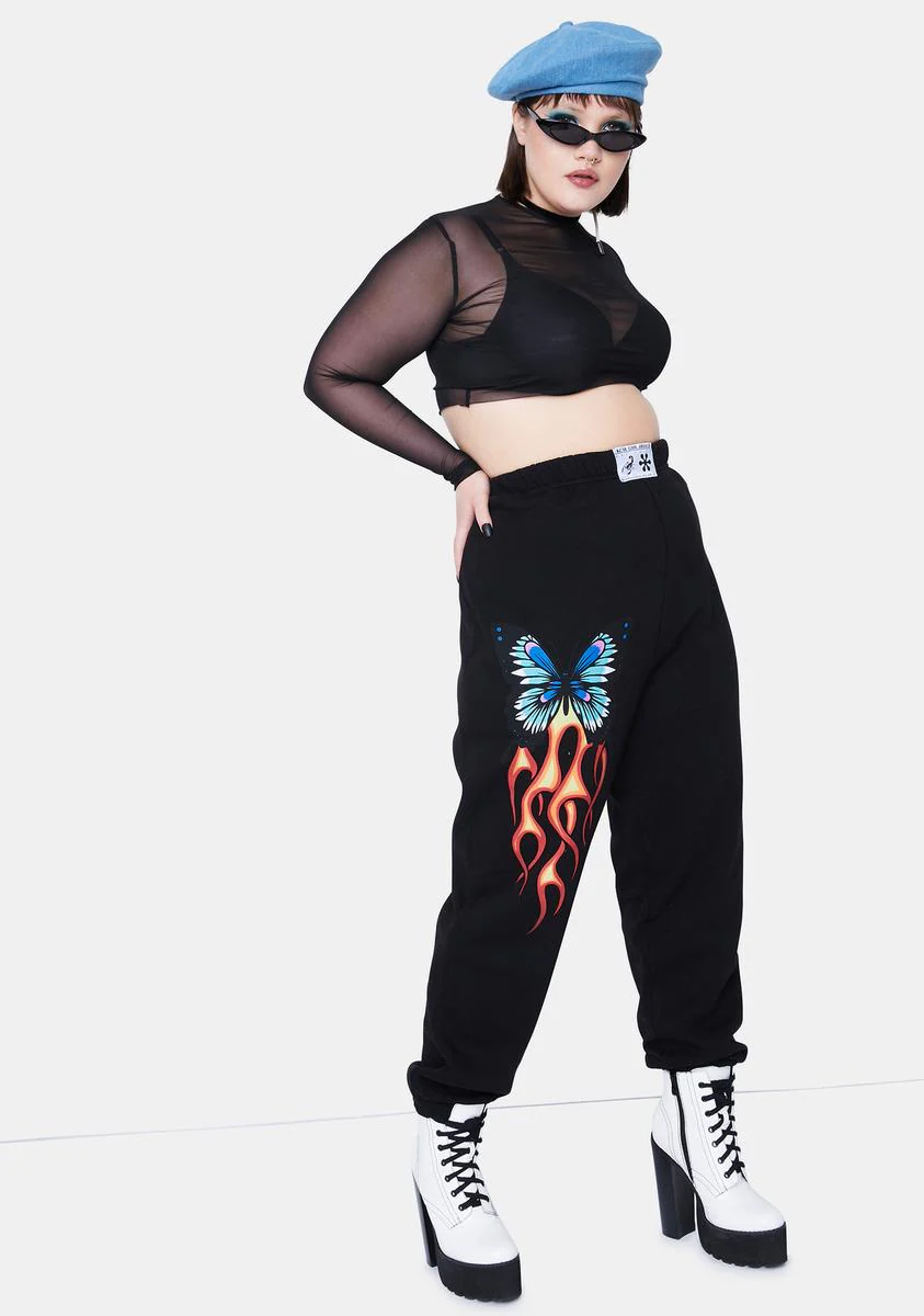 Plus Gray Butterfly Jogger Sweatpants - Image 3