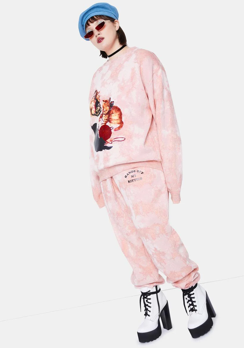 Plus Kitten Peach Tie Dye Joggers - Image 3
