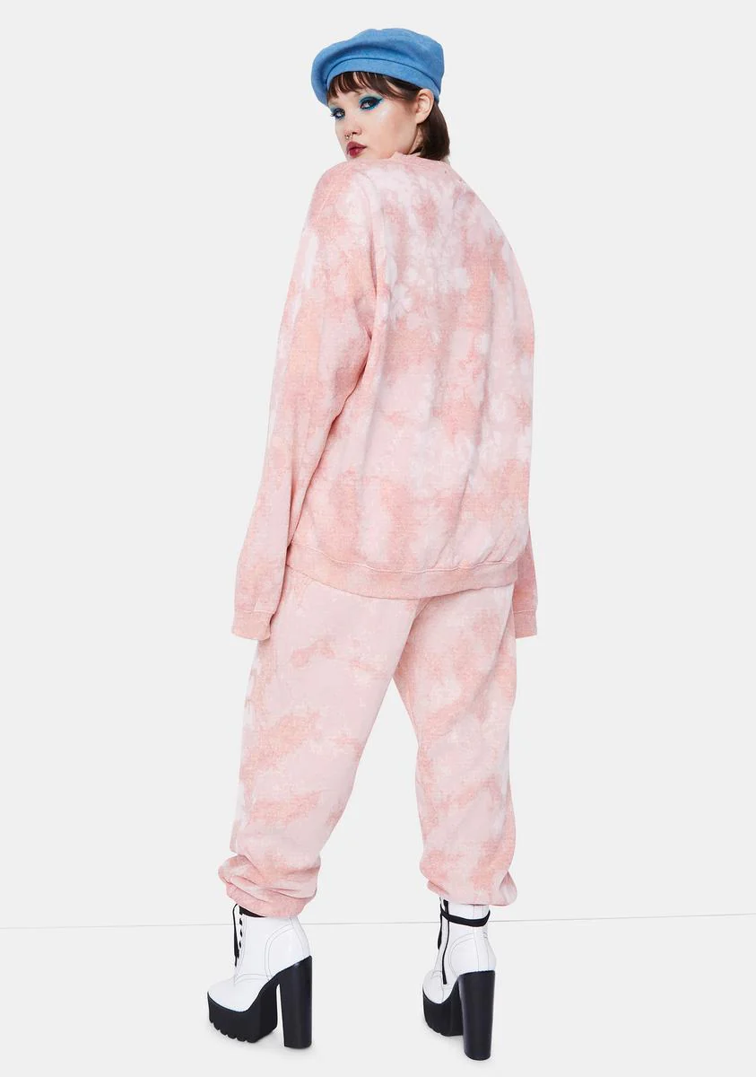 Plus Kitten Peach Tie Dye Joggers - Image 4