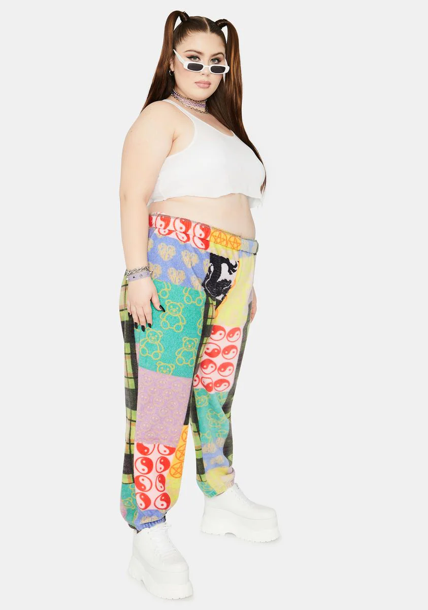 Curve Patchwork Fleece Joggers - Image 3