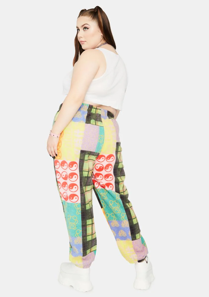 Curve Patchwork Fleece Joggers - Image 4