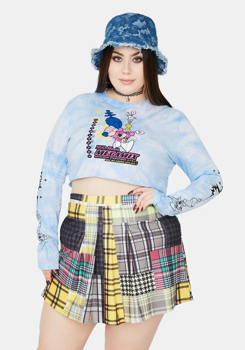 Plus Pleated Check Mini Skirt - Image 2