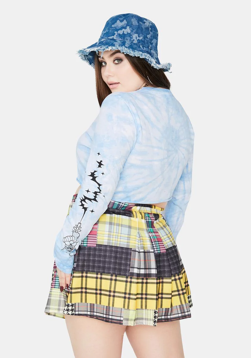 Plus Pleated Check Mini Skirt - Image 4