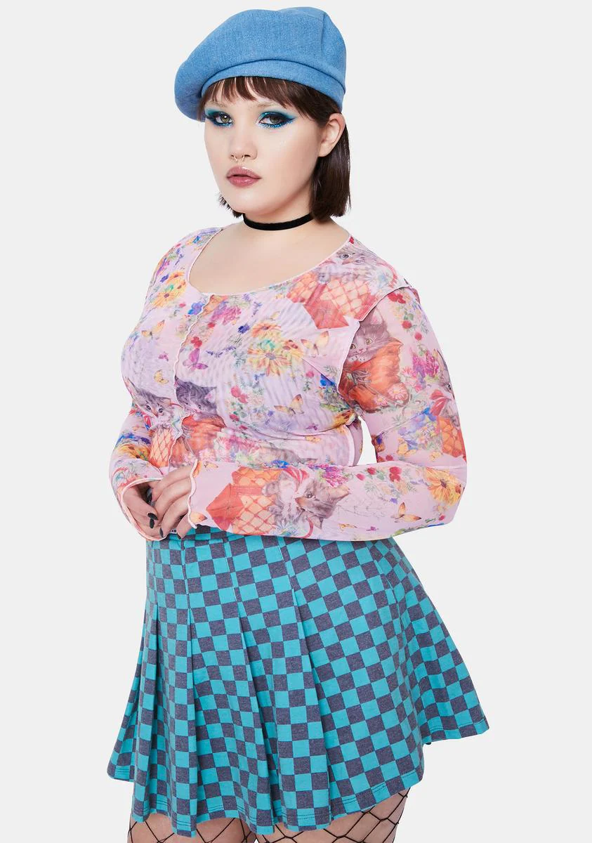 Plus Sweet Kitty Mesh Top - Image 2