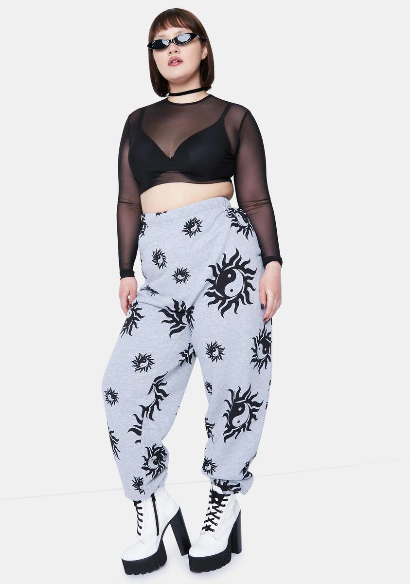 Plus Yin Yang Grey Marl Joggers - Image 3