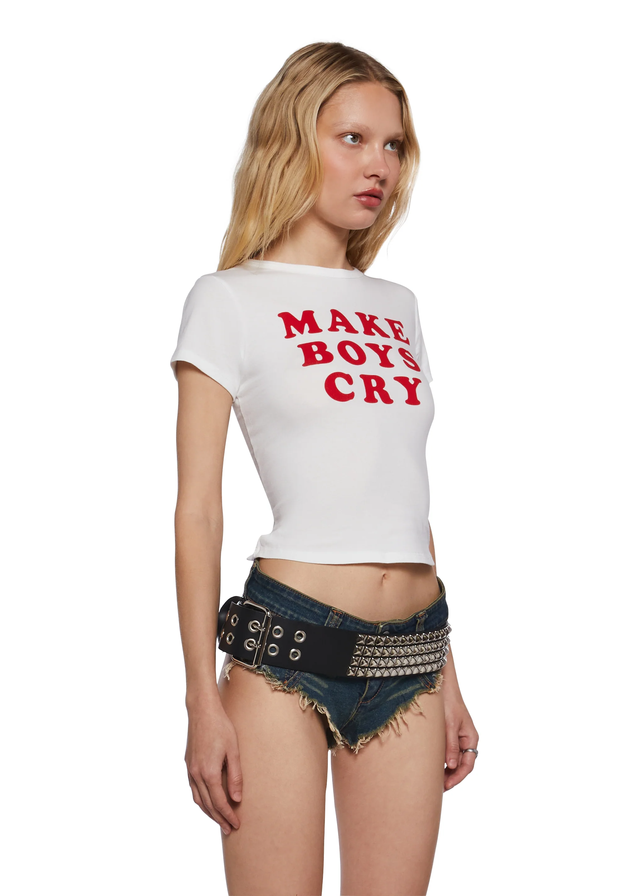 Cute Boy Tears Graphic Tee - White - Image 3