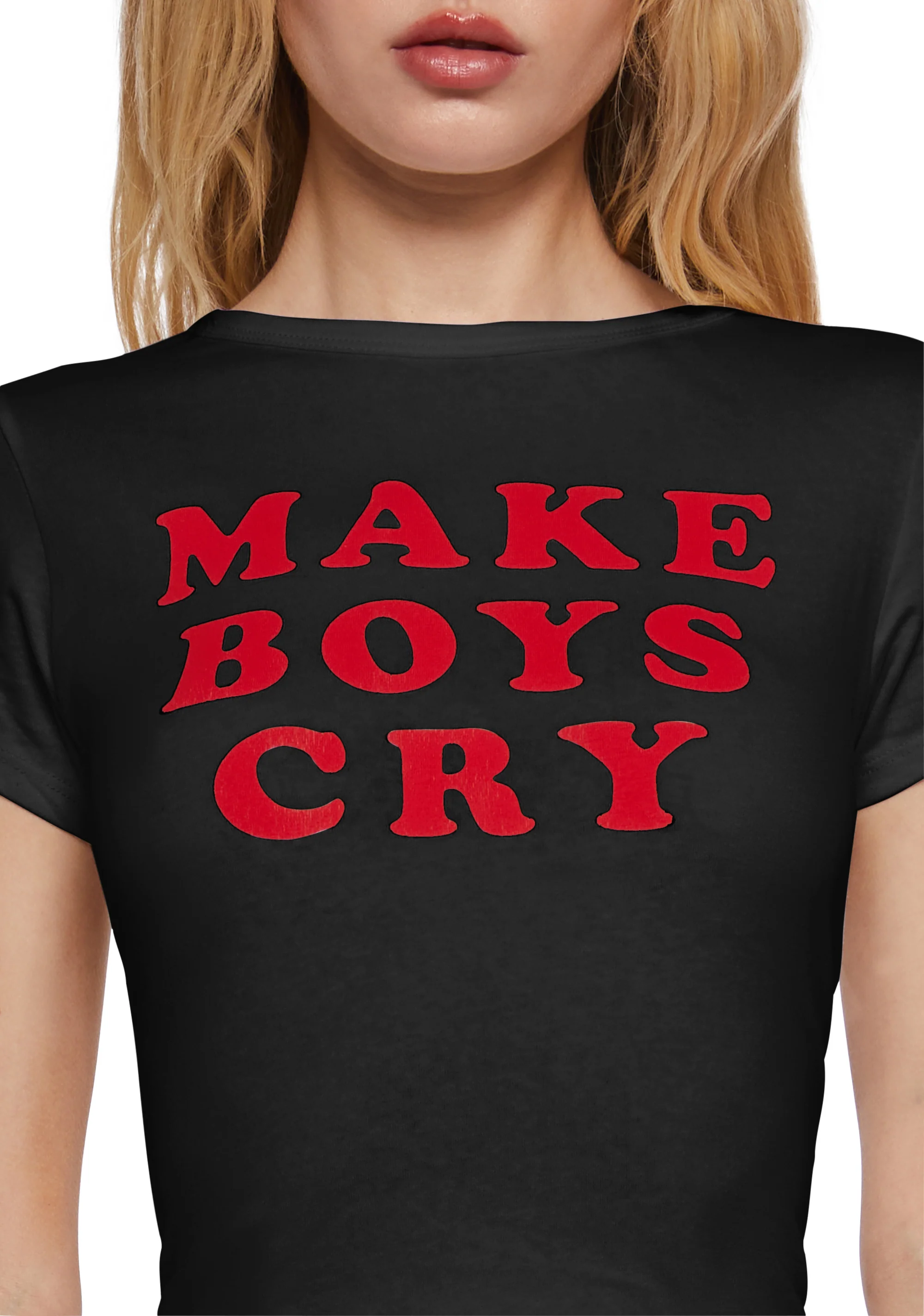 Cute Boy Tears Graphic Tee - Black - Image 5